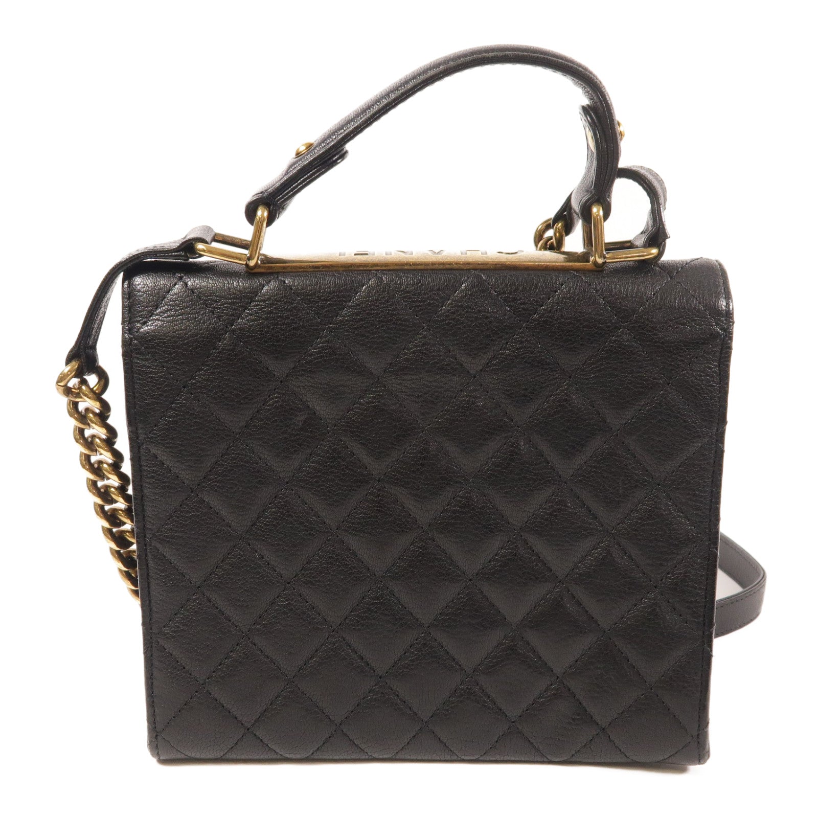 CHANEL 牛皮皮革2.55金扣鏈帶手挽肩背兩用袋