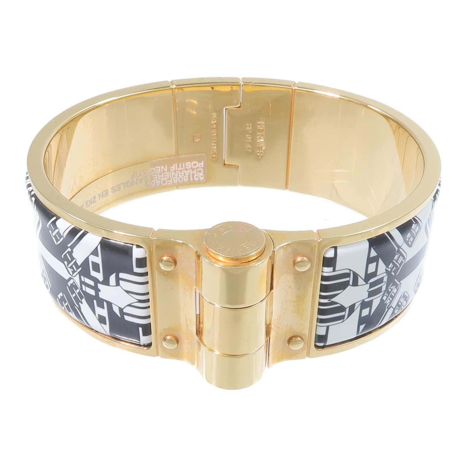 HERMES 金屬/琺瑯Charniere Wide Bangle手鐲