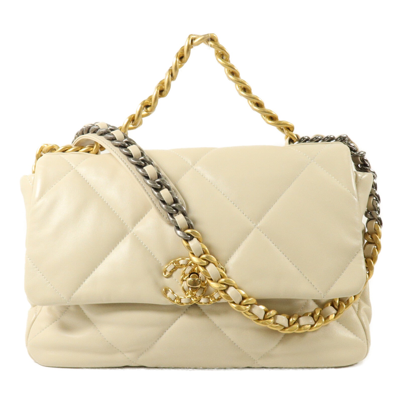 CHANEL 牛皮皮革Chanel 19 Medium鏈帶肩背袋