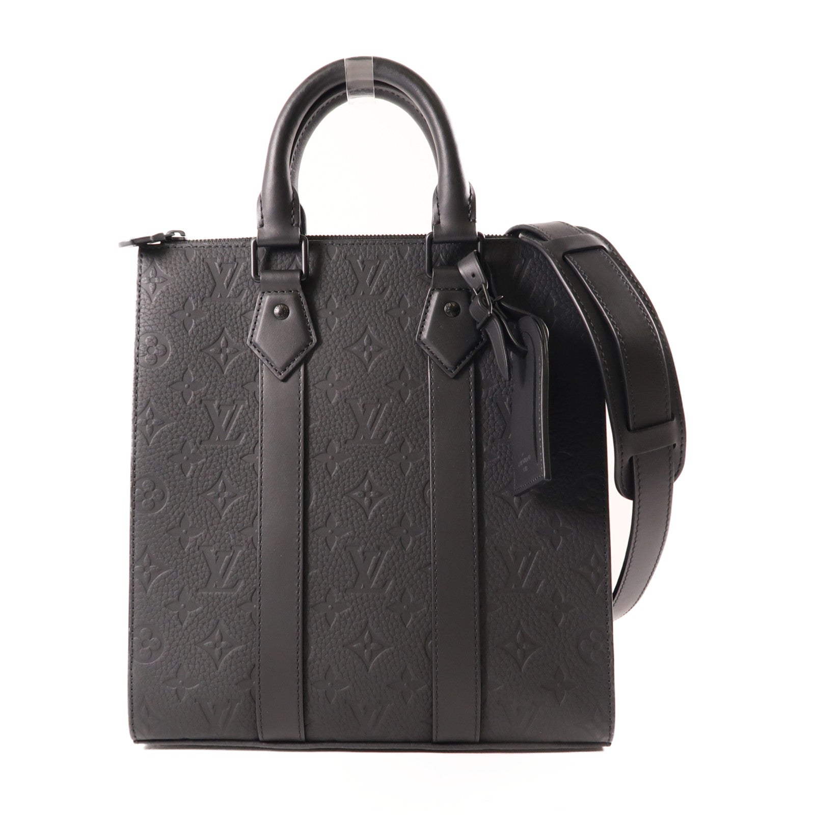 LOUIS VUITTON Taurillon皮革Sac Plat Cross手挽肩背兩用袋黑色