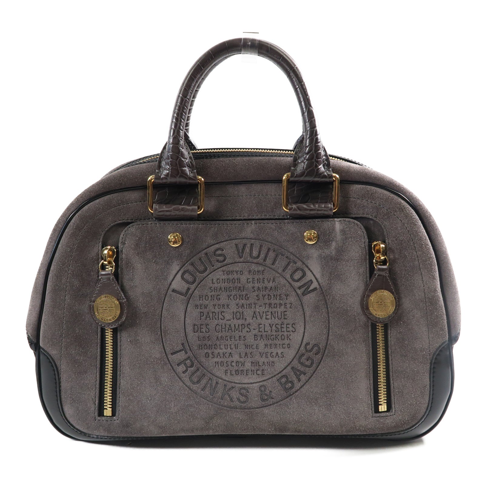 LOUIS VUITTON【激減優惠】 麂皮皮革Cruise Stamp Bag金扣手挽袋