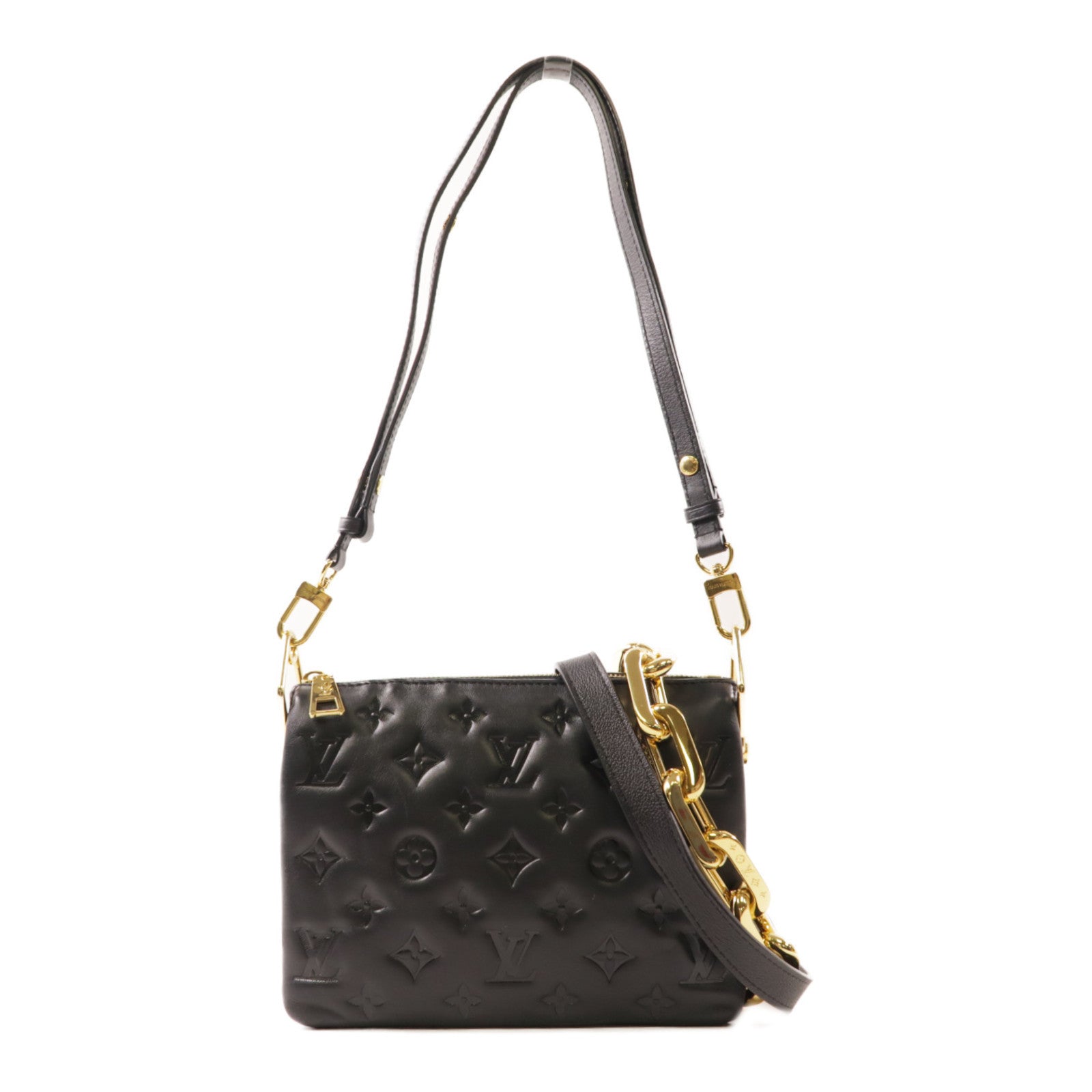 LOUIS VUITTON Monogram Embossed Coussin金扣手挽肩背兩用袋