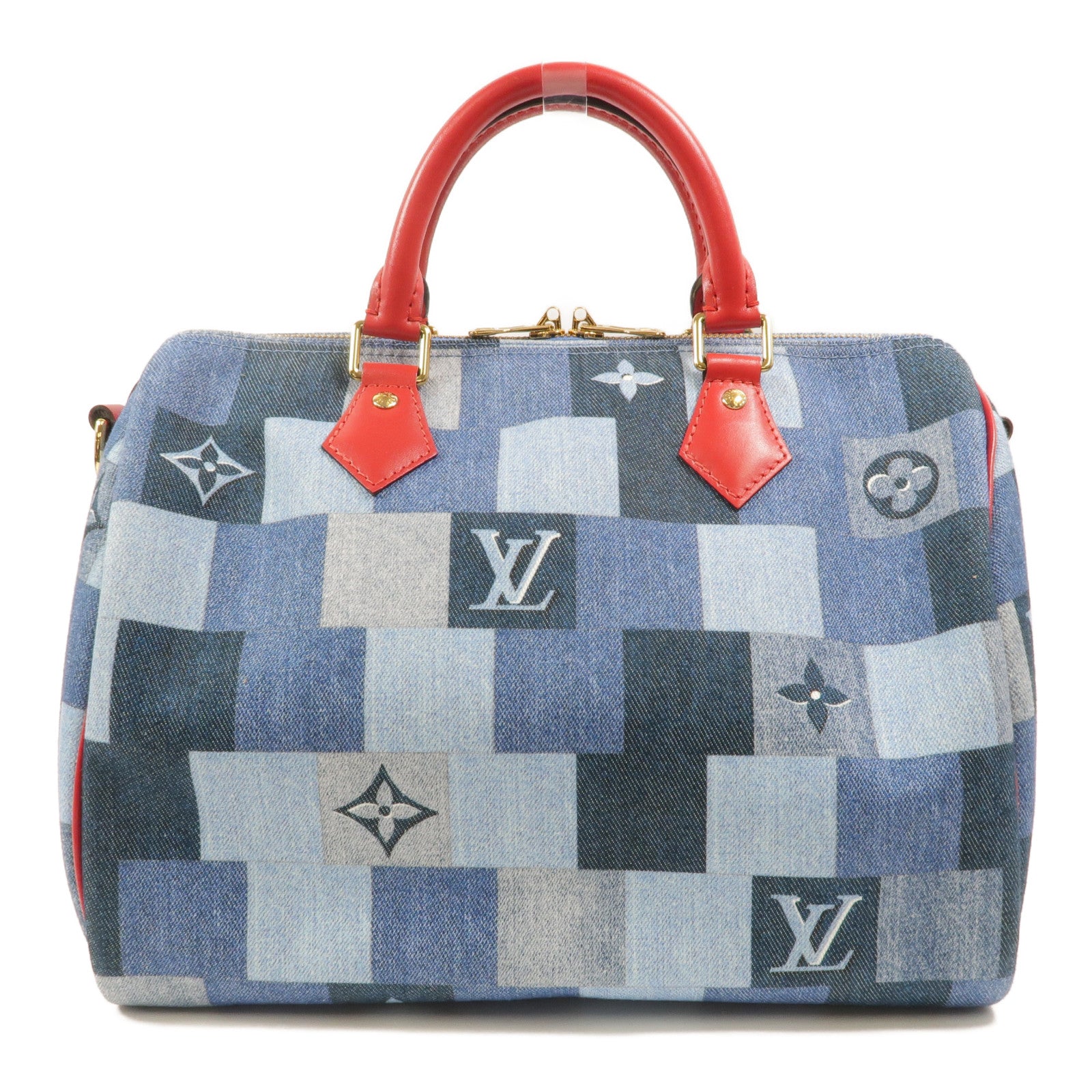 LOUIS VUITTON Monogram Denim Speedy Bandouliere 30手挽肩背兩用袋