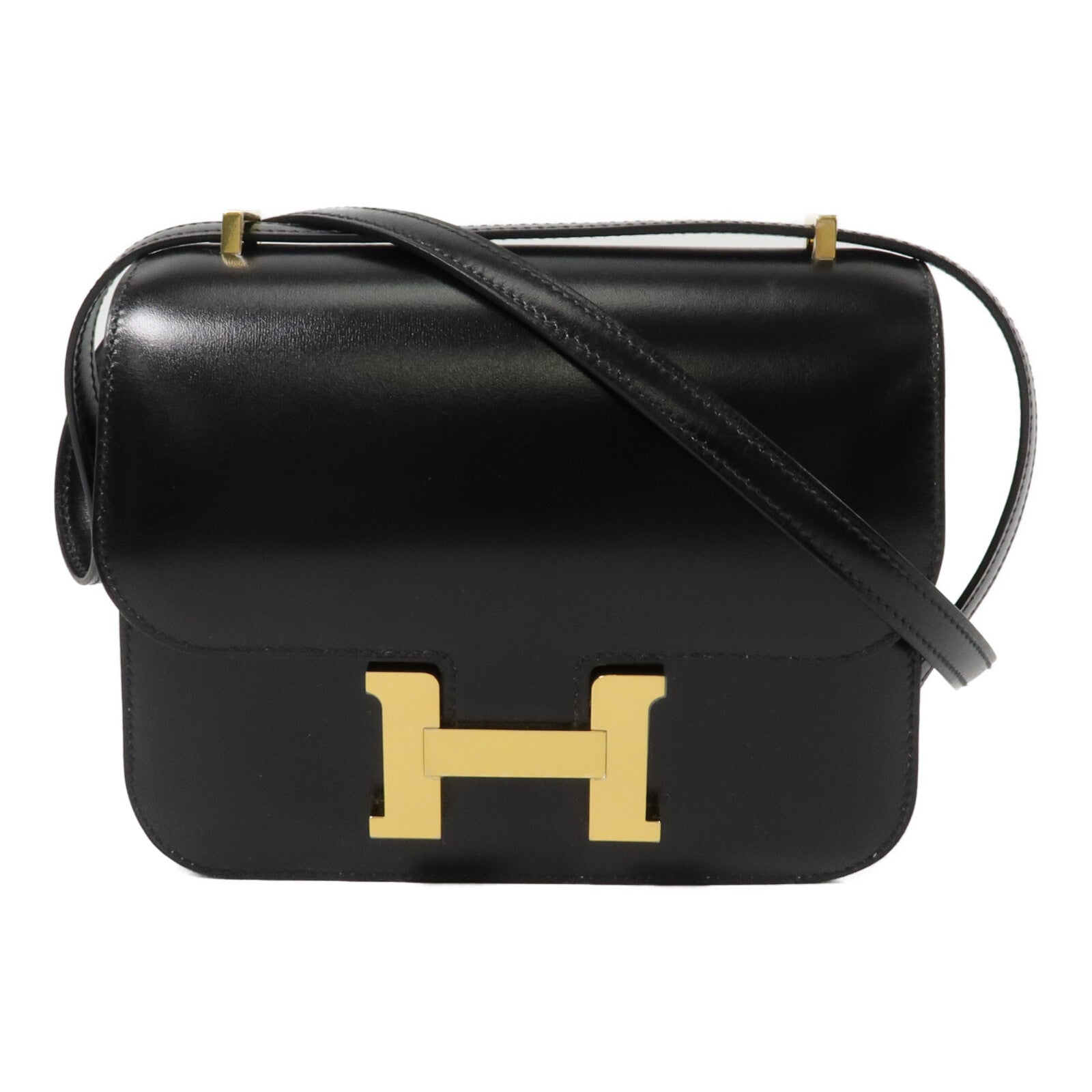 HERMES Box皮革Constance Mini肩背袋Noir