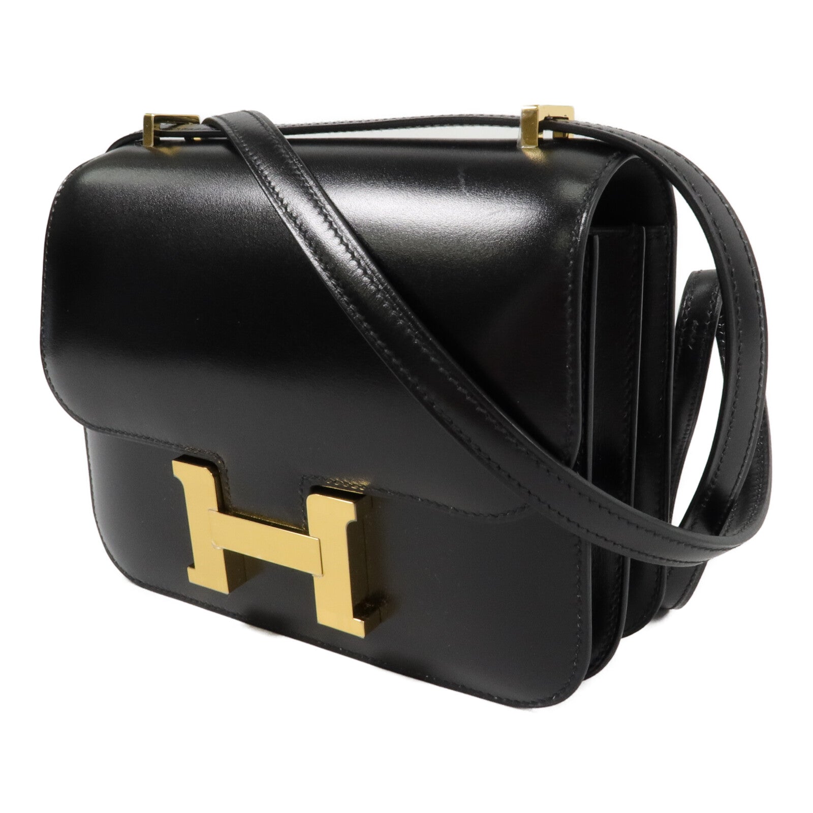 HERMES Box皮革Constance Mini肩背袋Noir