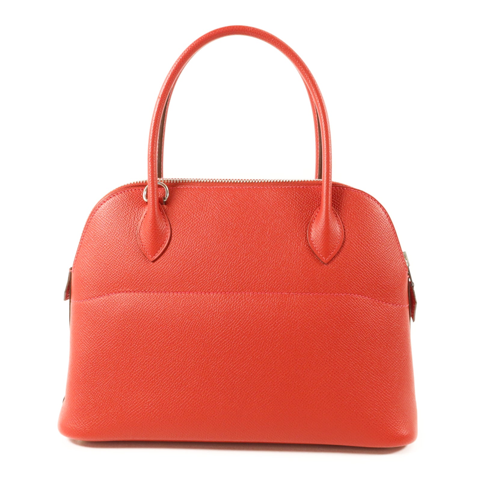 HERMES Epsom皮革Bolide 27銀扣手挽肩背兩用袋Rouge Casaque