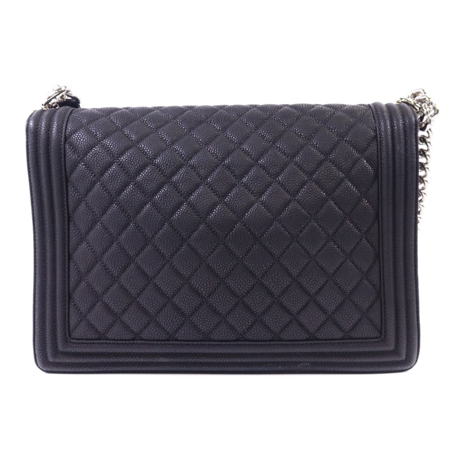 CHANEL 牛皮皮革Boy 30銀扣鏈帶肩背袋