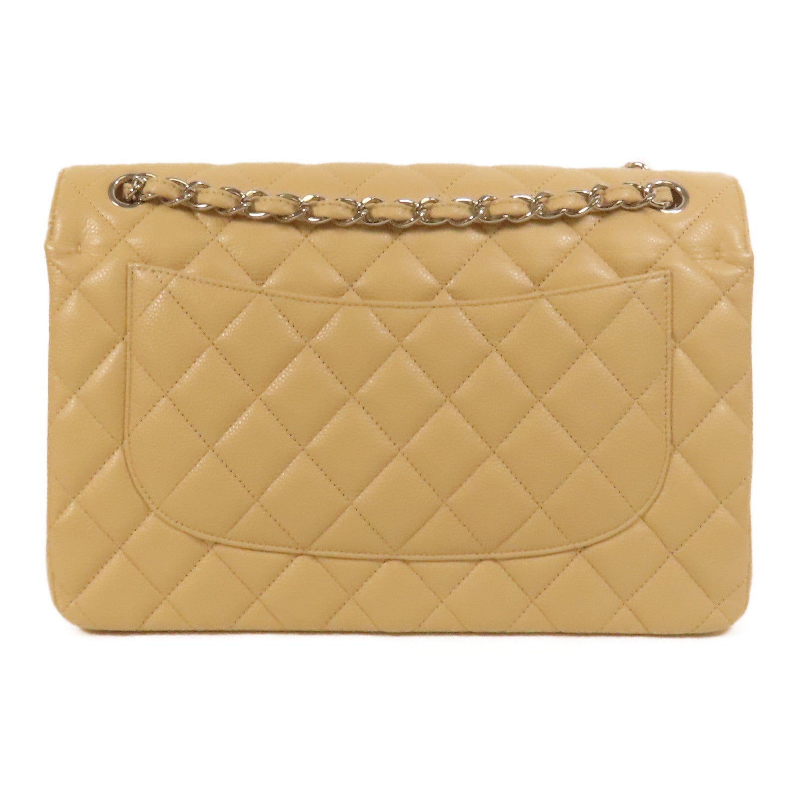 CHANEL 牛皮皮革Jumbo銀扣鏈帶肩背袋