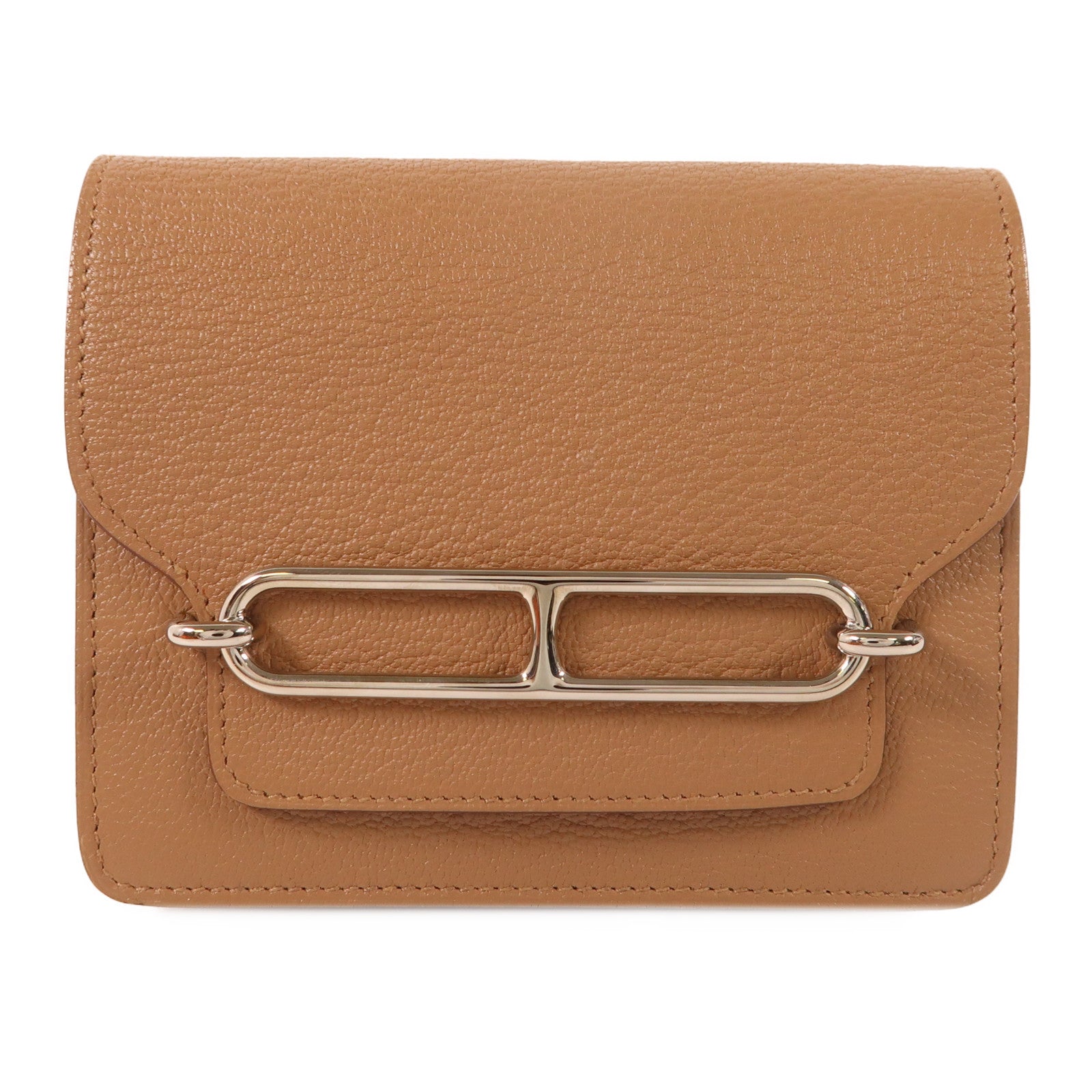 HERMES Chevre皮革Roulis Slim銀扣錢包