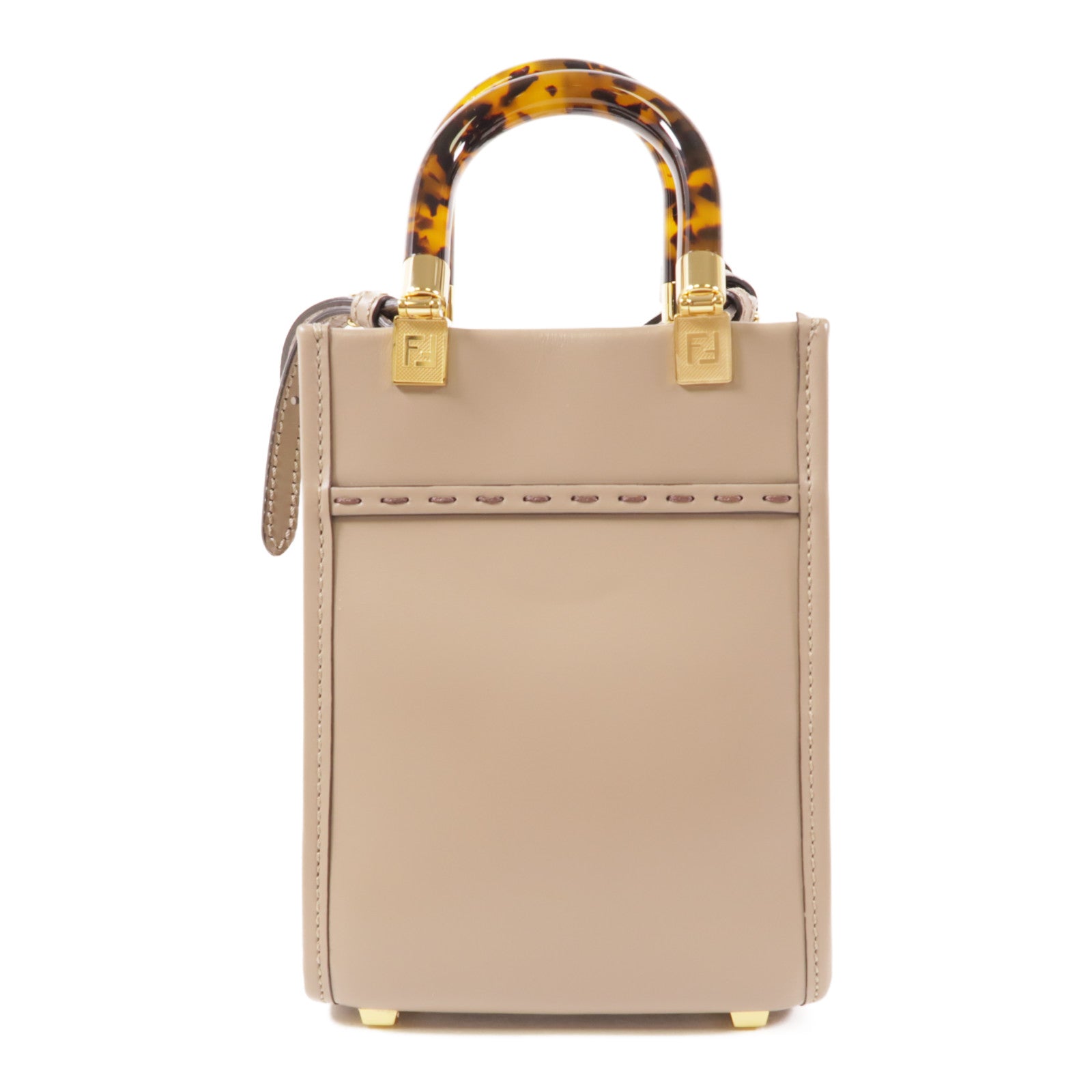 FENDI GHW Mini Sunshine Shopper 2 Way Bag 8BSC10 Calfskin Leather Grey