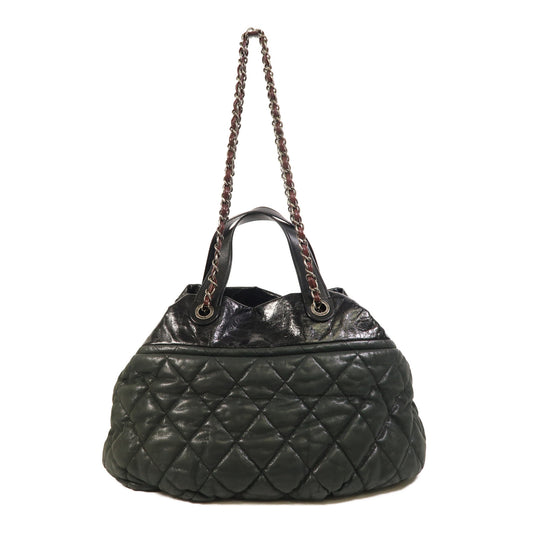 CHANEL 牛皮皮革Chain Shoulder銀扣手挽肩背兩用袋