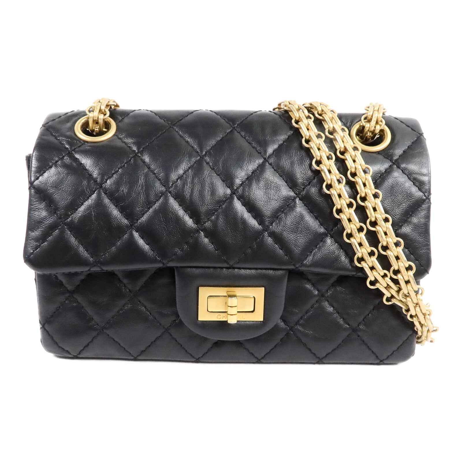 CHANEL 牛皮皮革2.55 Mini鏈帶肩背袋