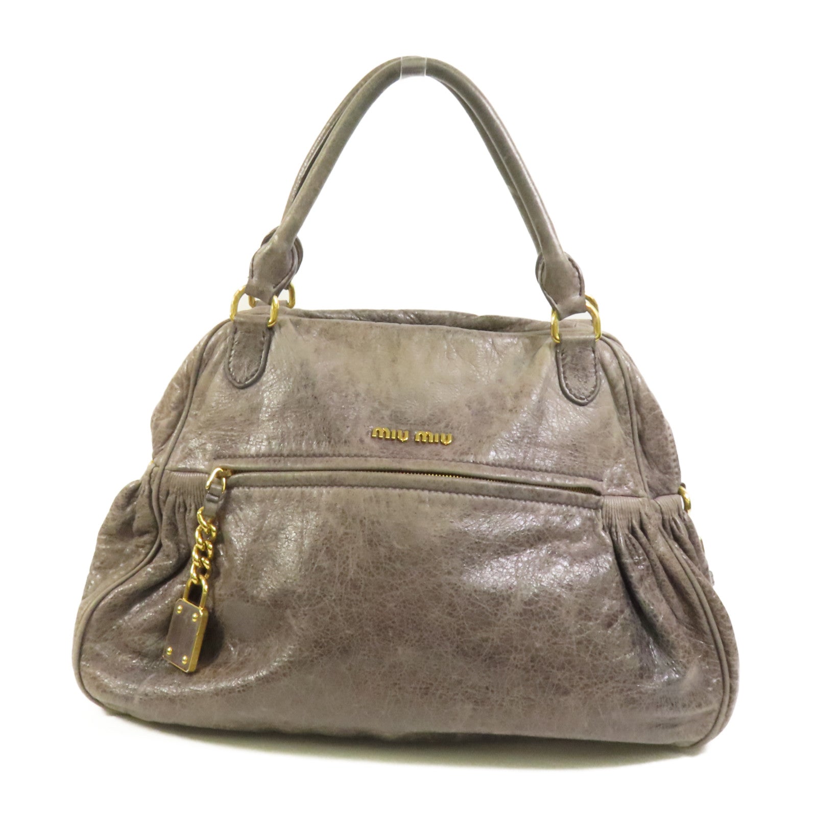 Miu Miu 牛皮皮革Handbag金扣手挽袋