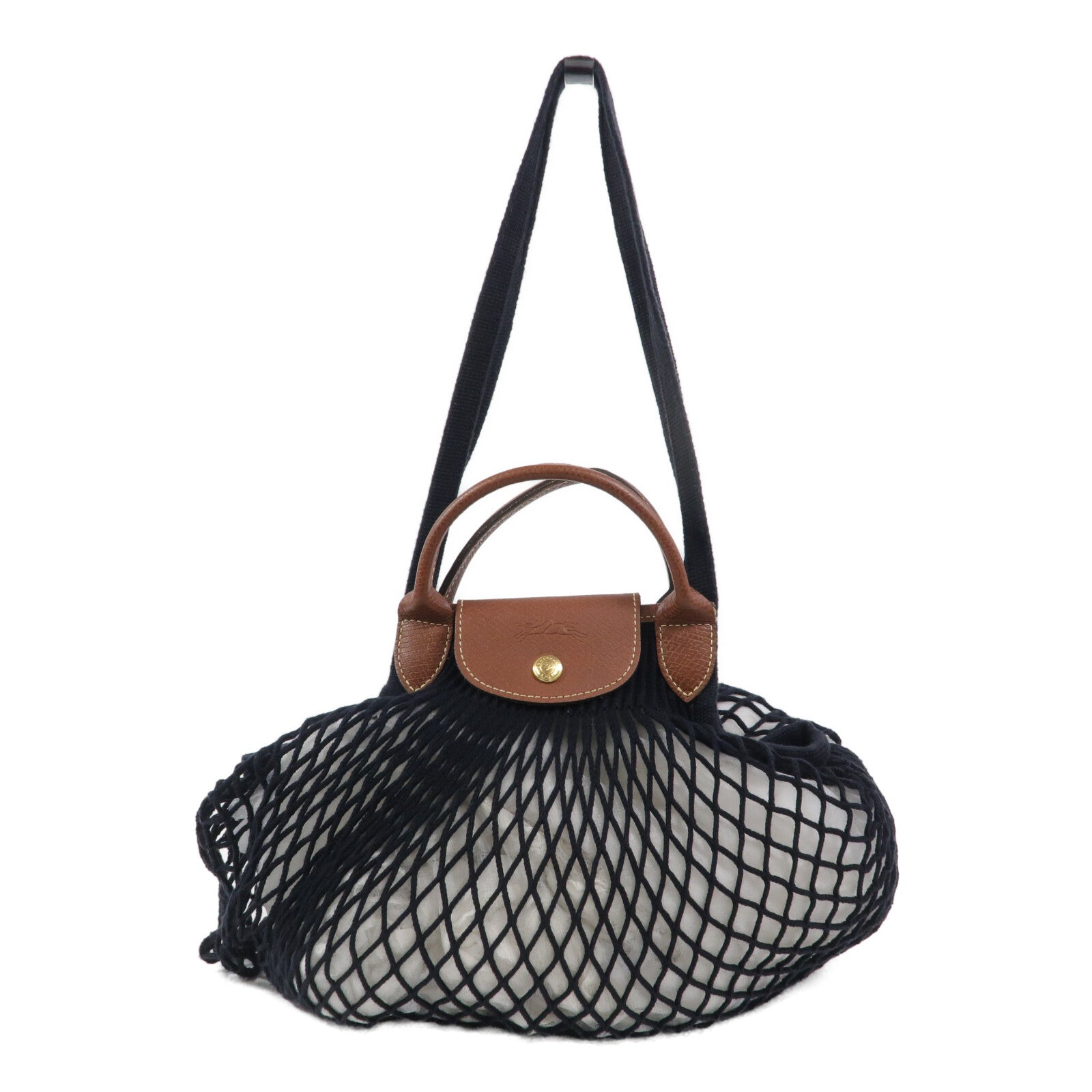 Longchamp 棉質/皮革Hand Bag手挽肩背兩用袋