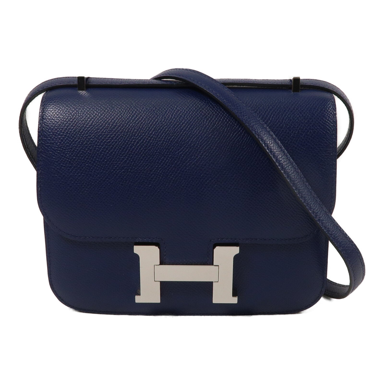 HERMES Epsom皮革Constance Mini肩背袋Bleu Saphir