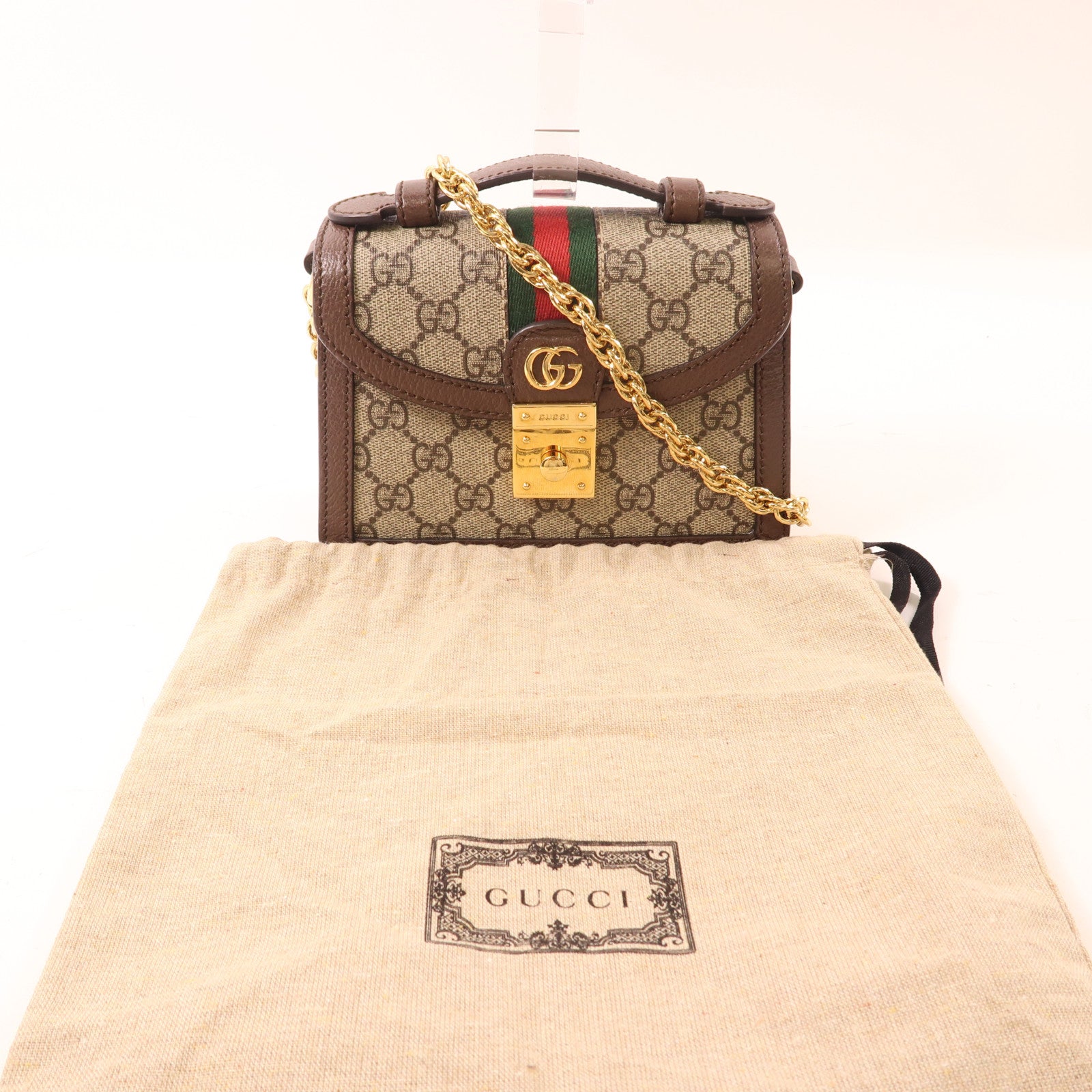 GUCCI 塗層帆布Ophidia GG Mini金扣手挽肩背兩用袋