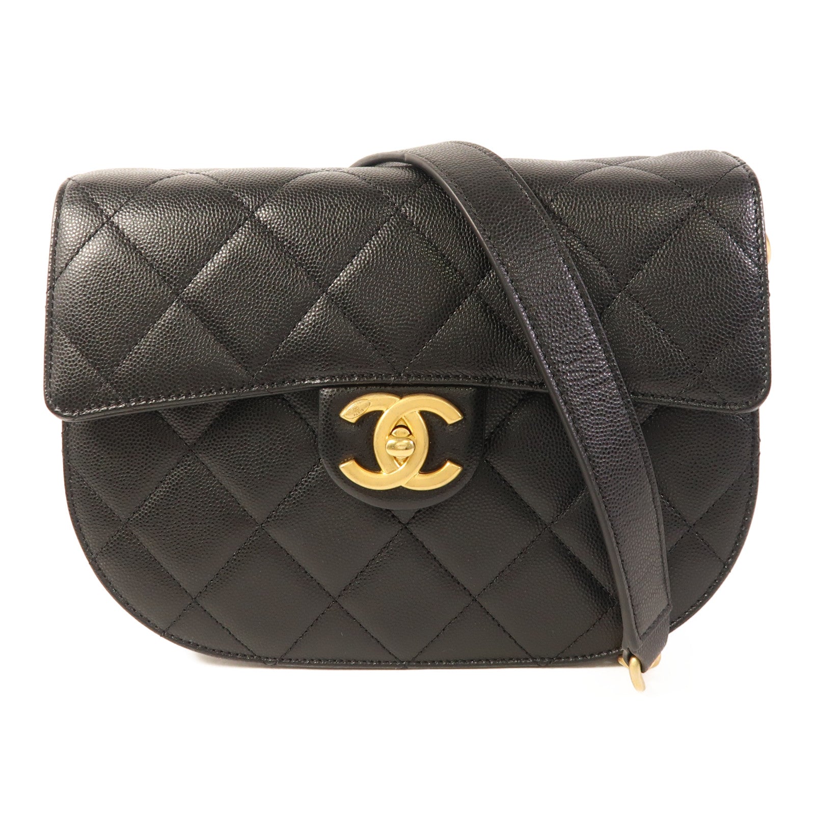 CHANEL 牛皮皮革Chain Shoulder金扣肩背袋