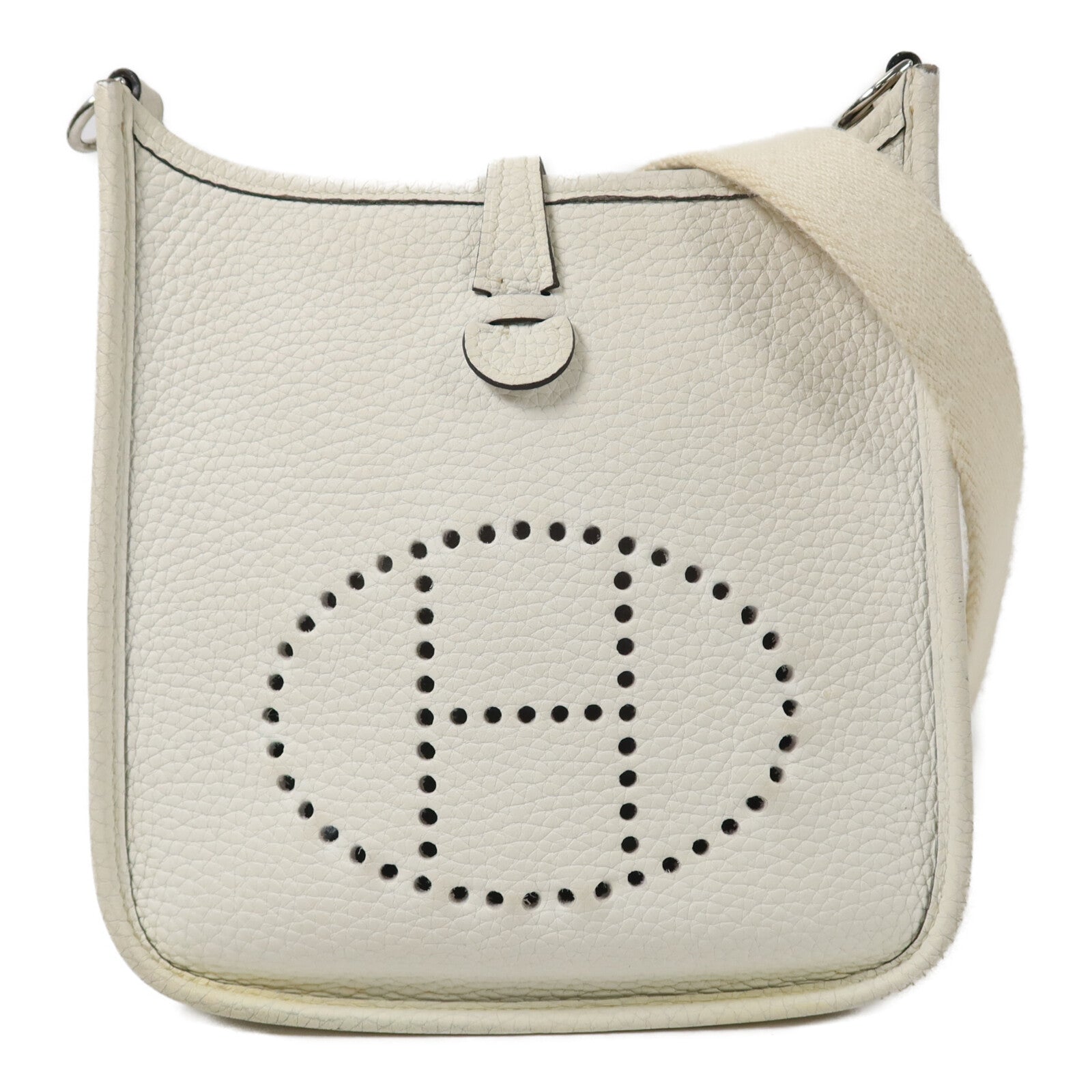 HERMES Clemence皮革Evelyne TPM肩背袋New White