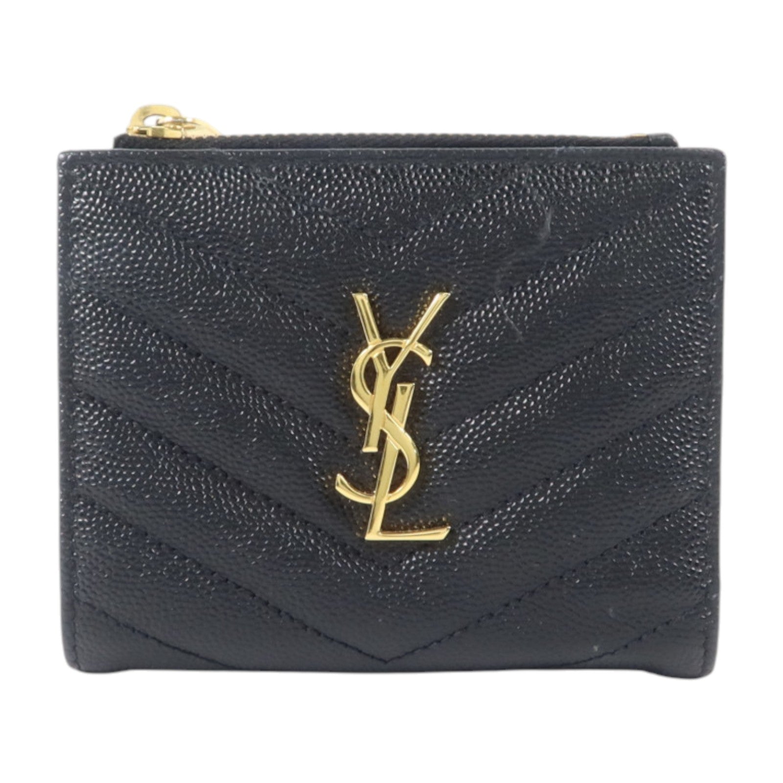 YVES SAINT LAURENT 牛皮皮革Cassandre Monogram Wallet金扣錢包