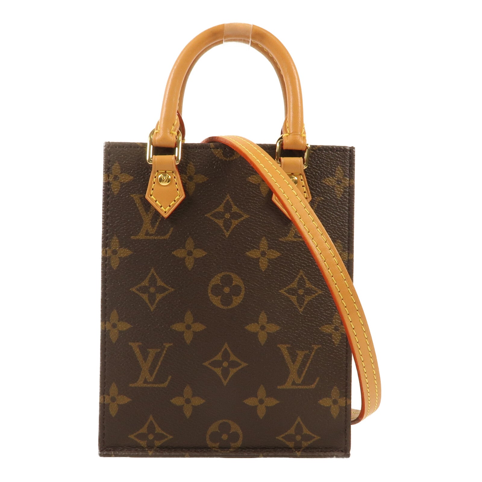 LOUIS VUITTON Monogram Petit Sac Plat金扣手挽肩背兩用袋