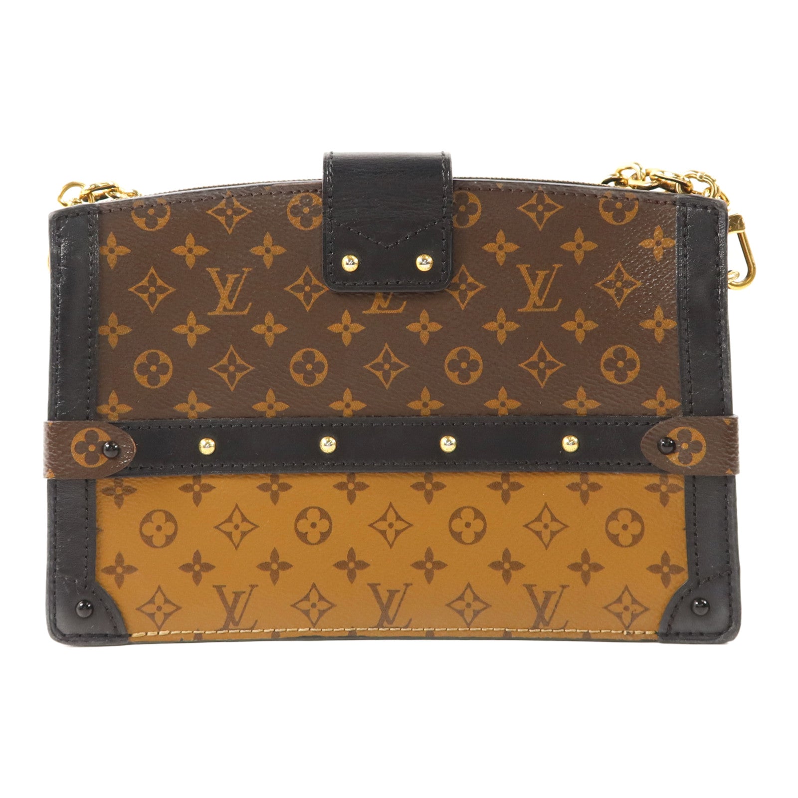 LOUIS VUITTON 【激減優惠】Monogram Reverse Trunk Clutch金扣肩背袋