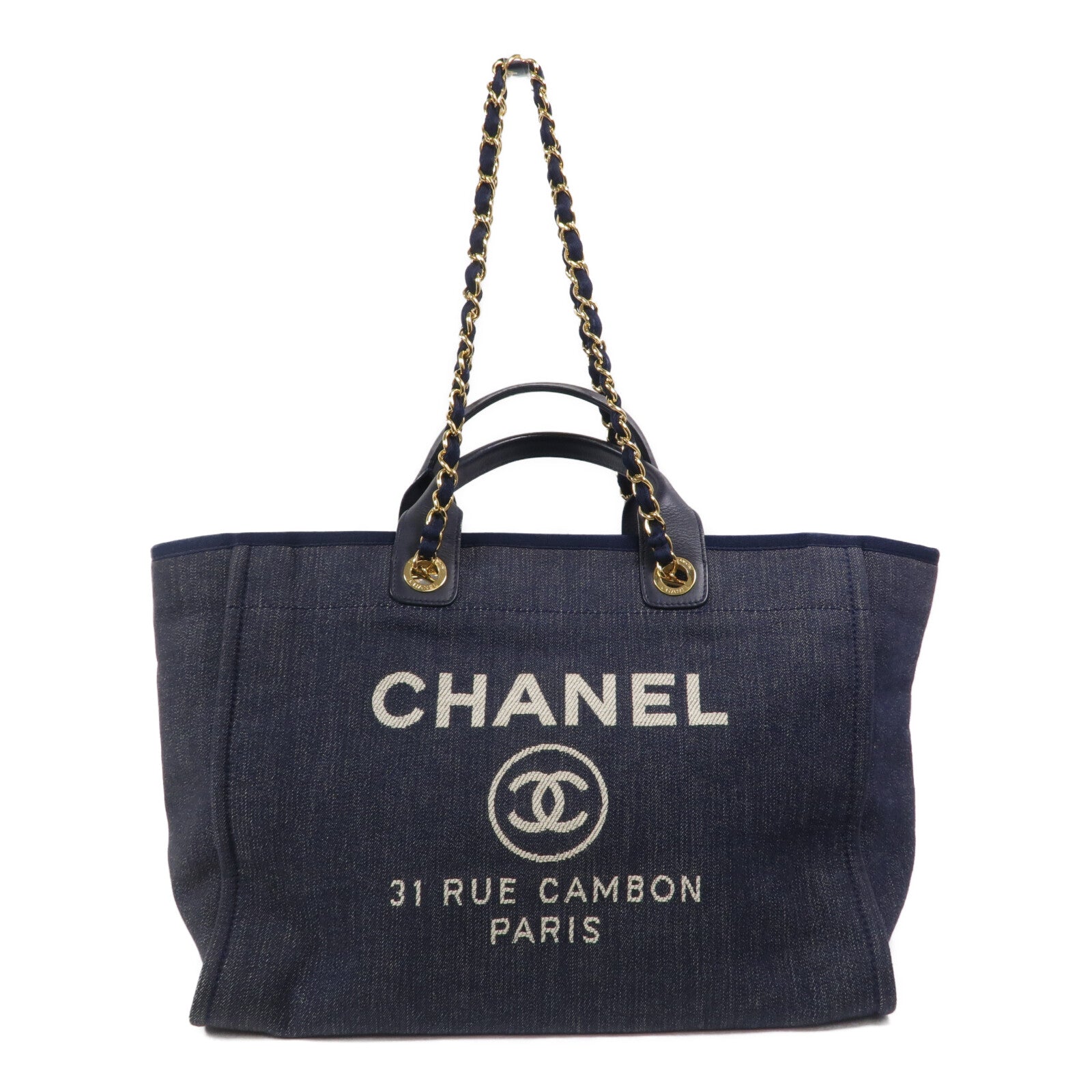 CHANEL 帆布Deauville Tote手挽肩背兩用袋
