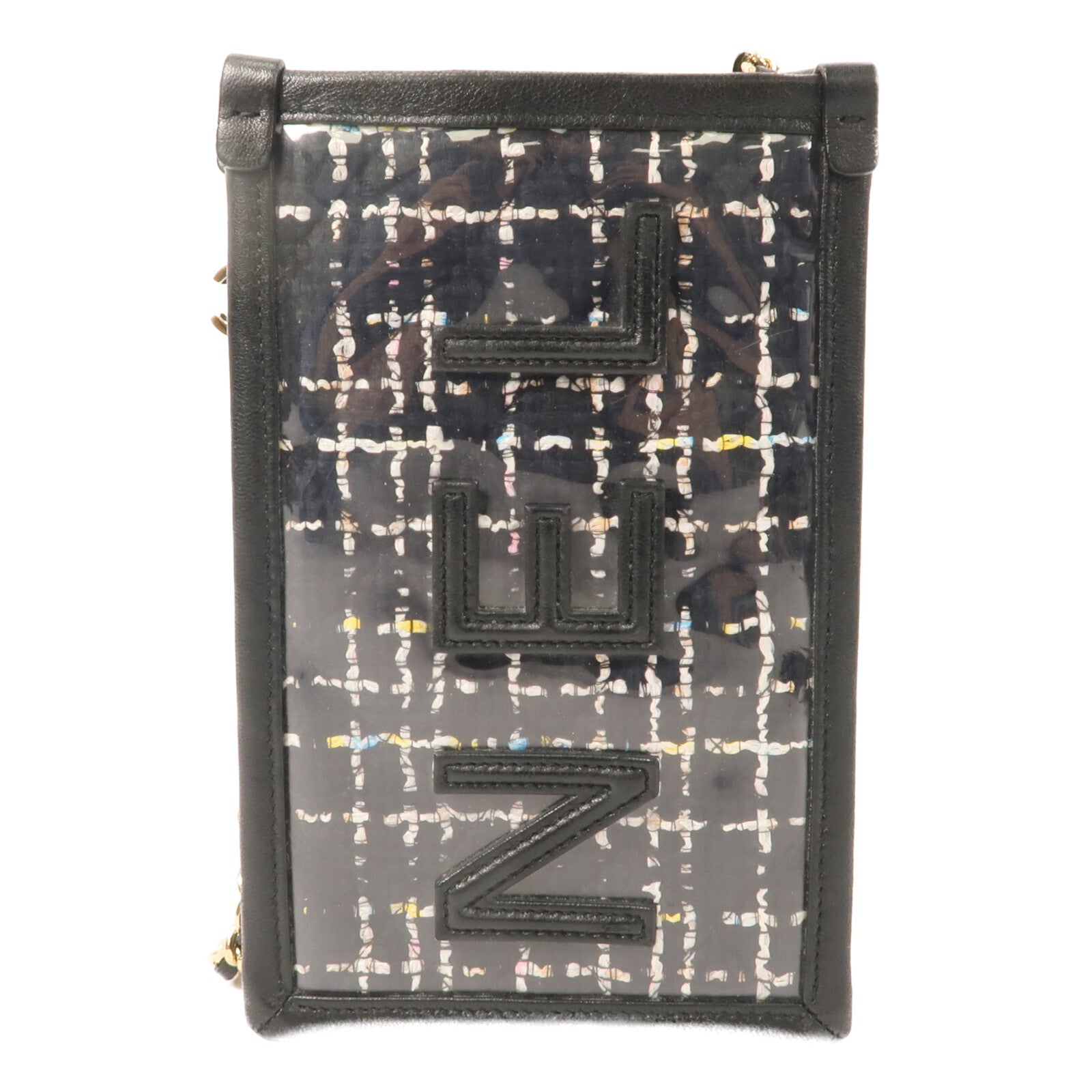 CHANEL Tweed/PVC Clutch with Chain鏈帶肩背袋
