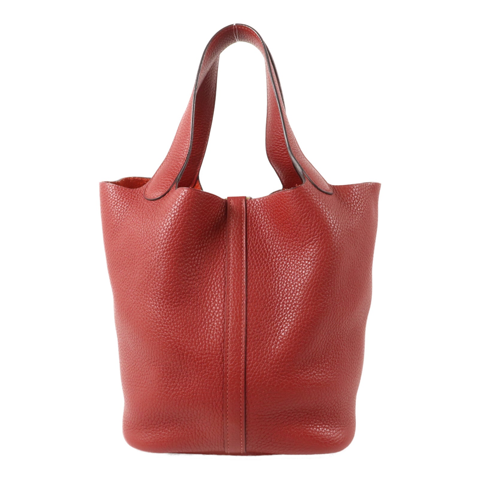 HERMES Clemence皮革Picotin MM扣手挽袋Rouge Garance