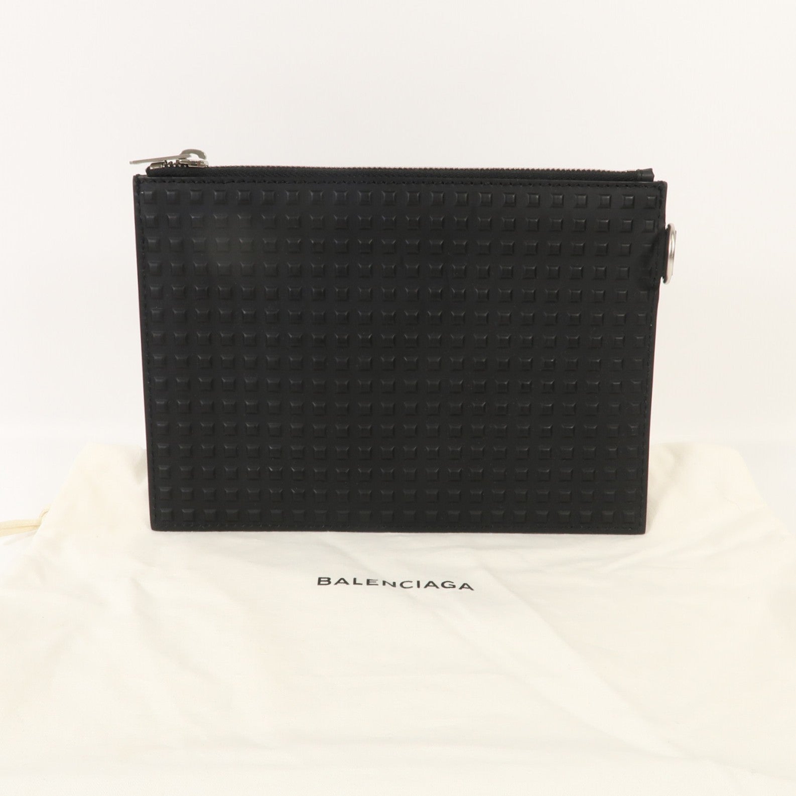 BALENCIAGA 牛皮皮革Pouch銀扣小袋