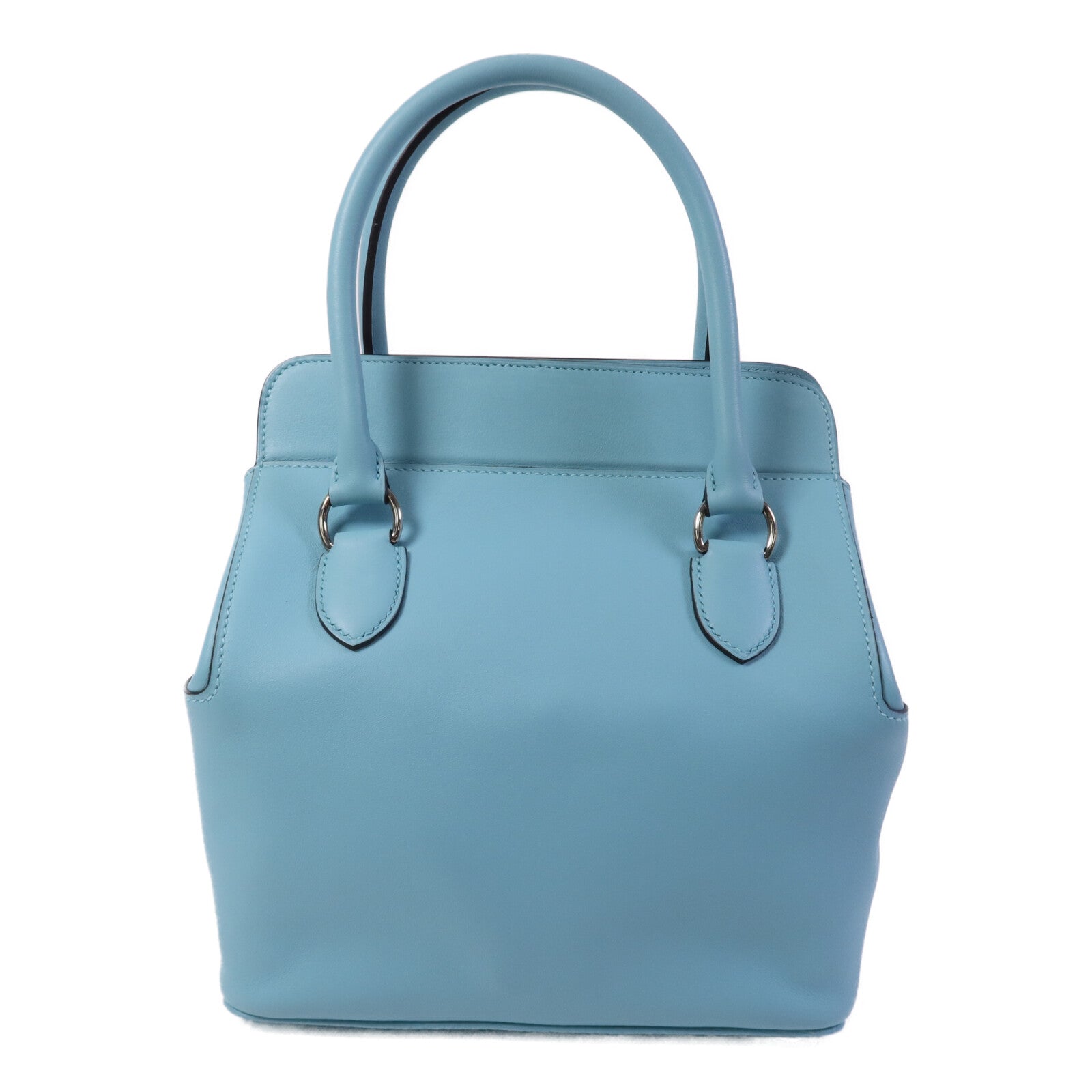 HERMES Swift皮革Toobox 20銀扣手挽肩背兩用袋Bleu St Cyr