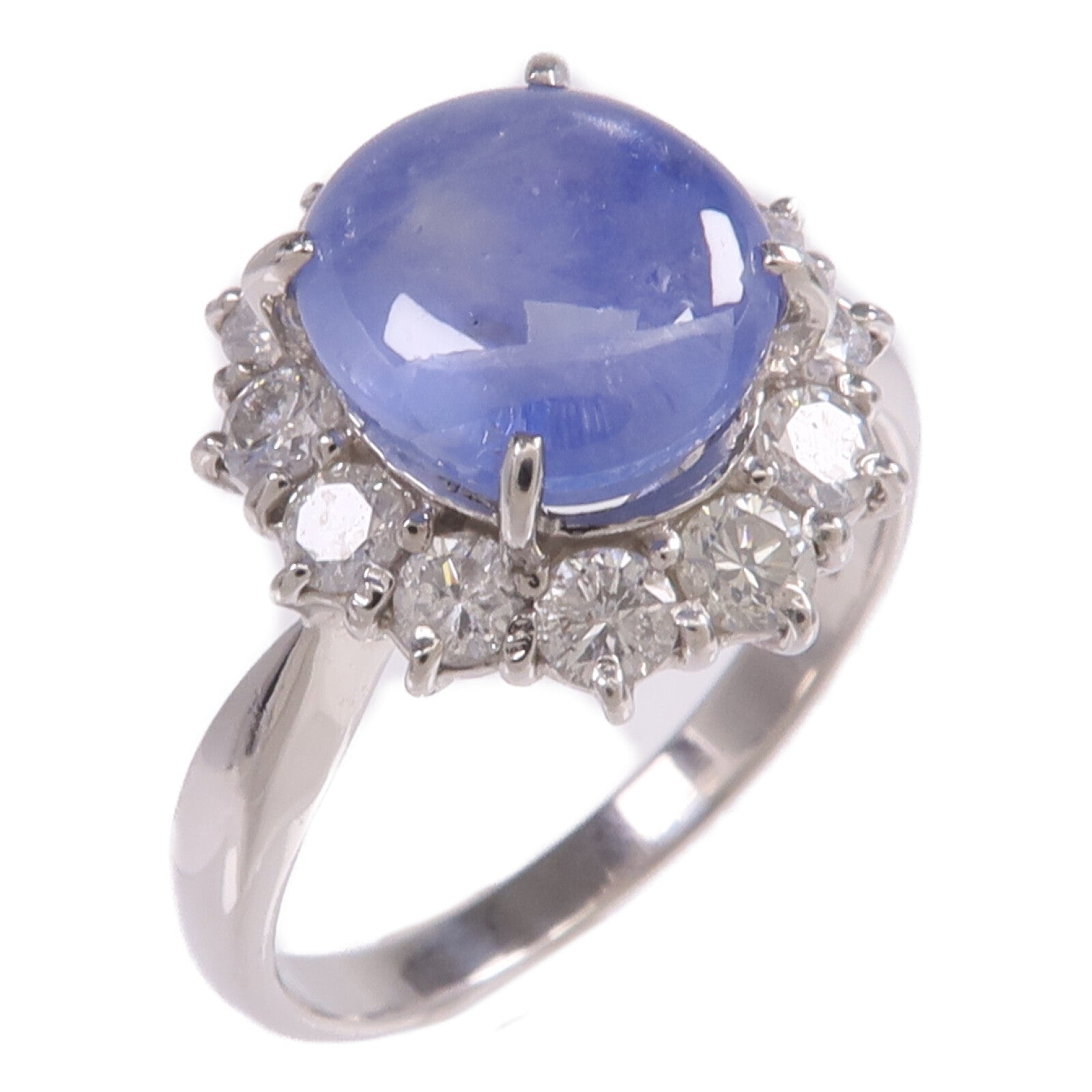 JEWELRY PT900鉑金Sapphire Diamond Ring藍寶石/鑽石戒指US#7.25
