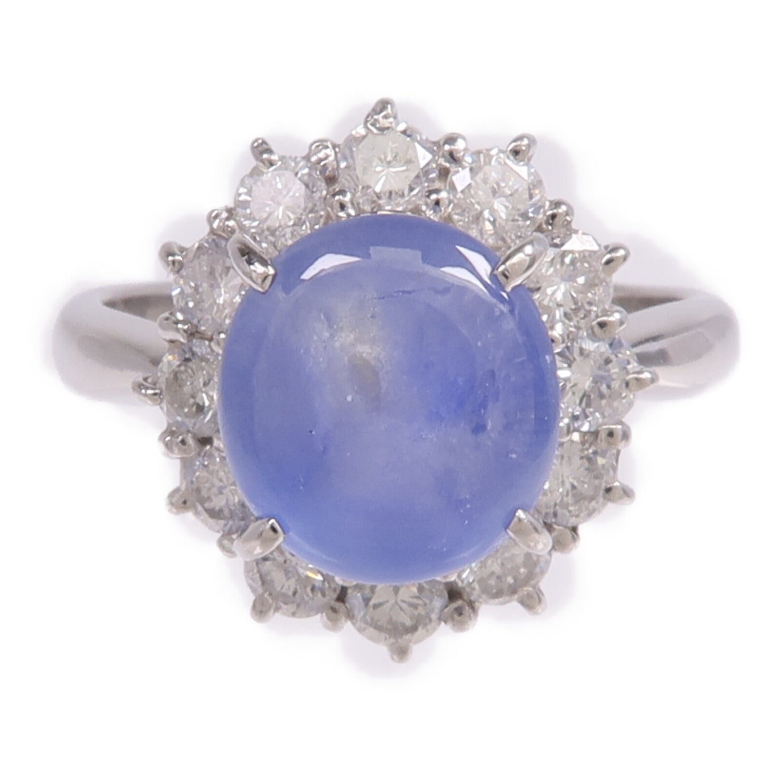 JEWELRY PT900鉑金Sapphire Diamond Ring藍寶石/鑽石戒指US#7.25