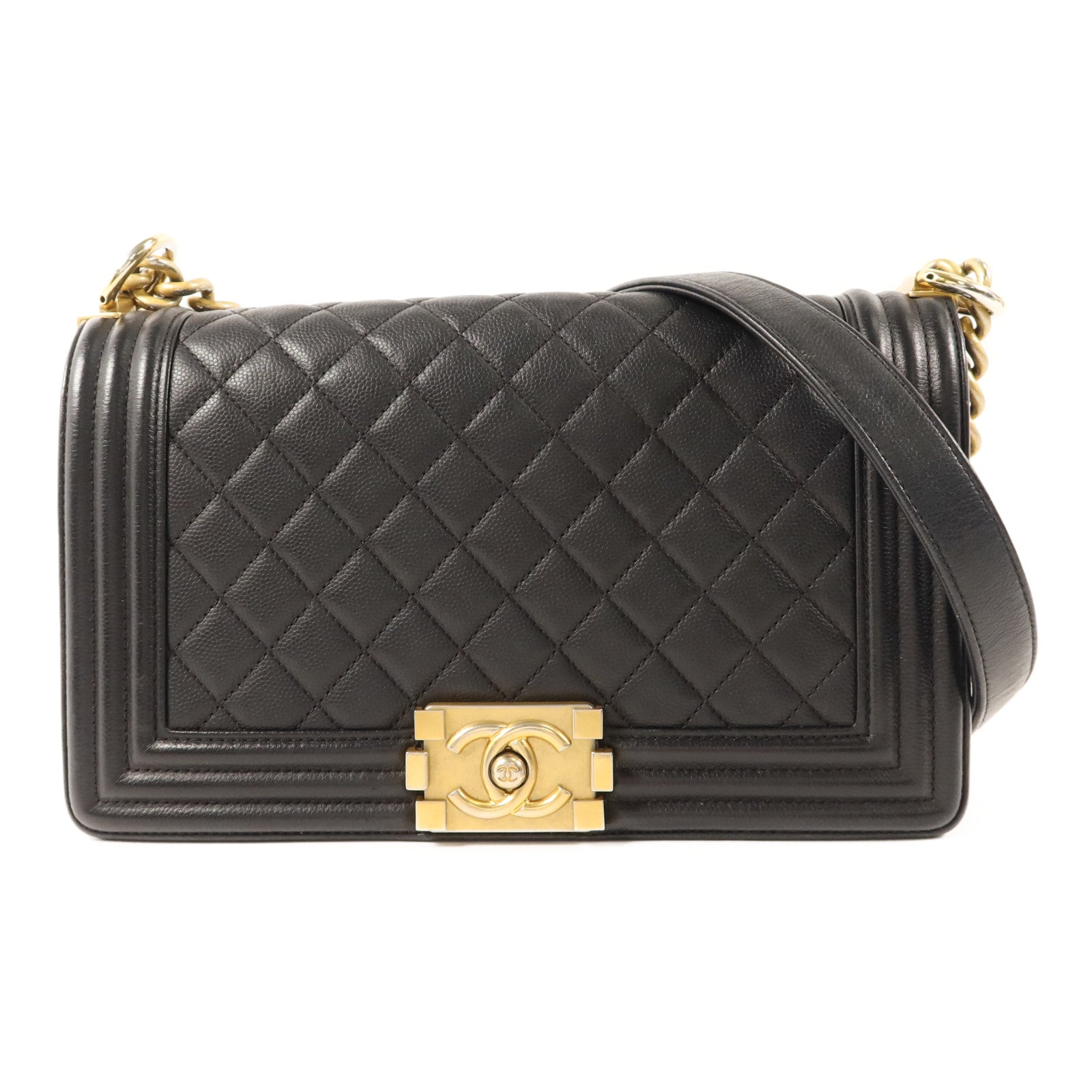 CHANEL 【激減優惠】牛皮皮革Boy25金扣鏈帶肩背袋
