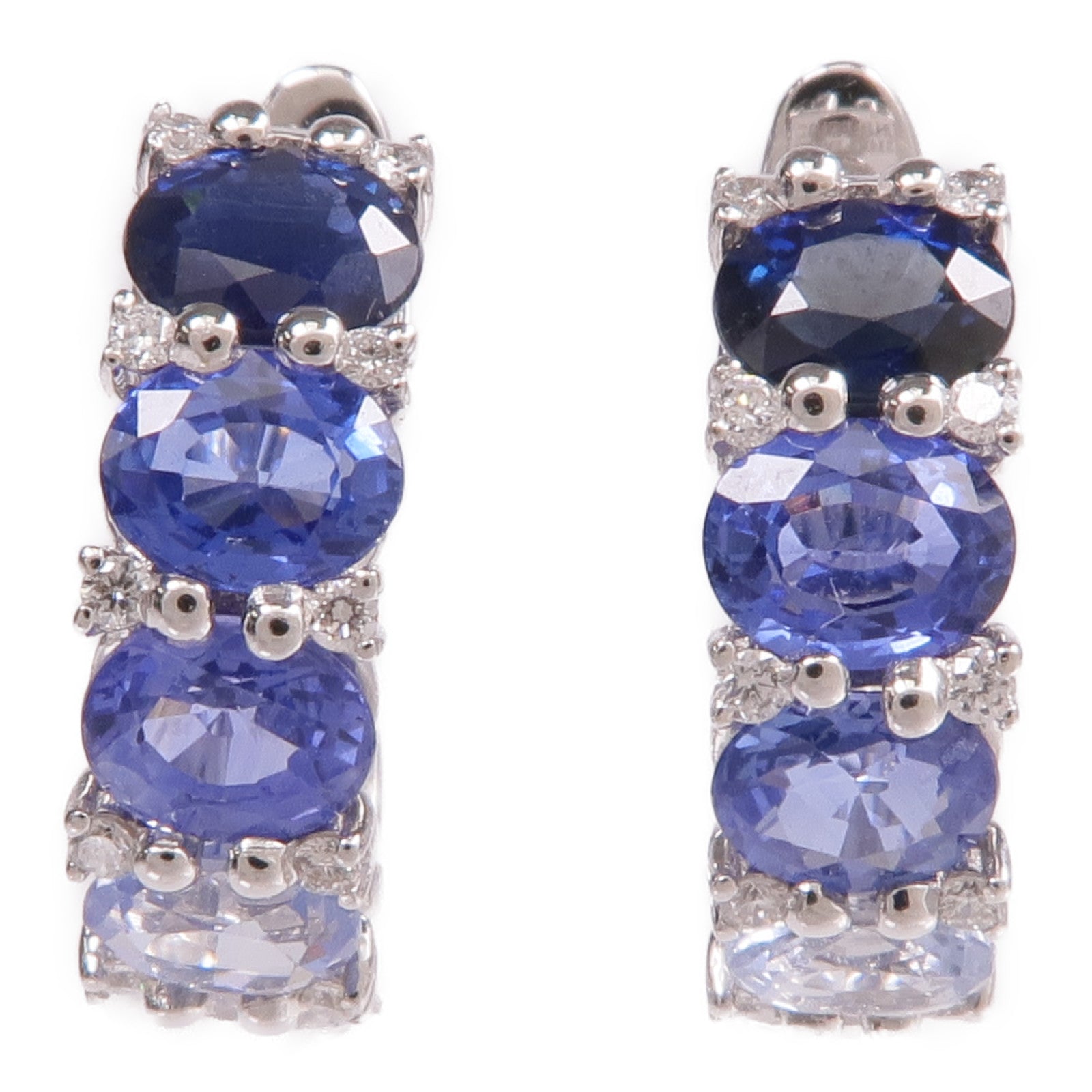 JEWELRY 18K白金Sapphire Diamond Earrings藍寶石/鑽石耳環