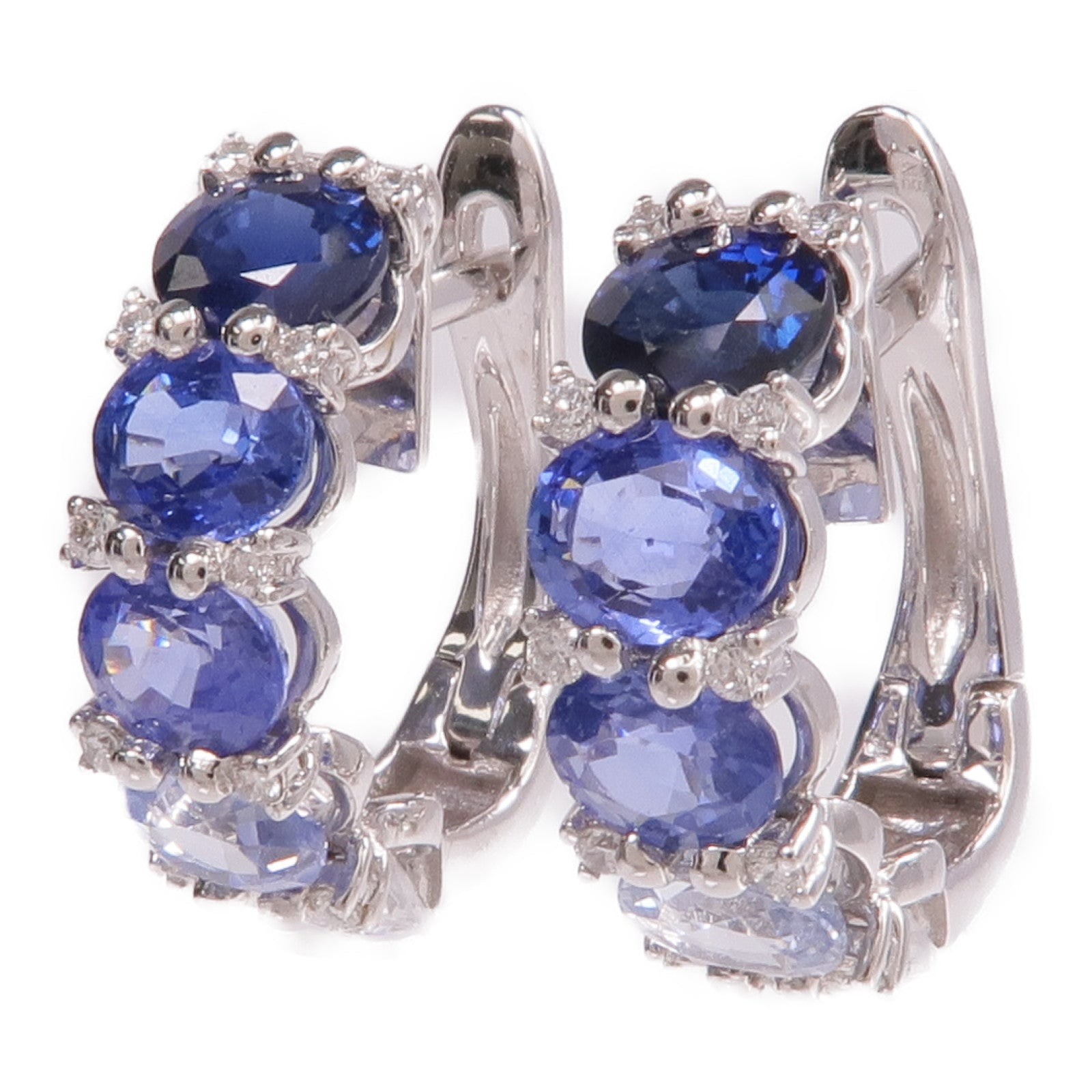JEWELRY 18K白金Sapphire Diamond Earrings藍寶石/鑽石耳環