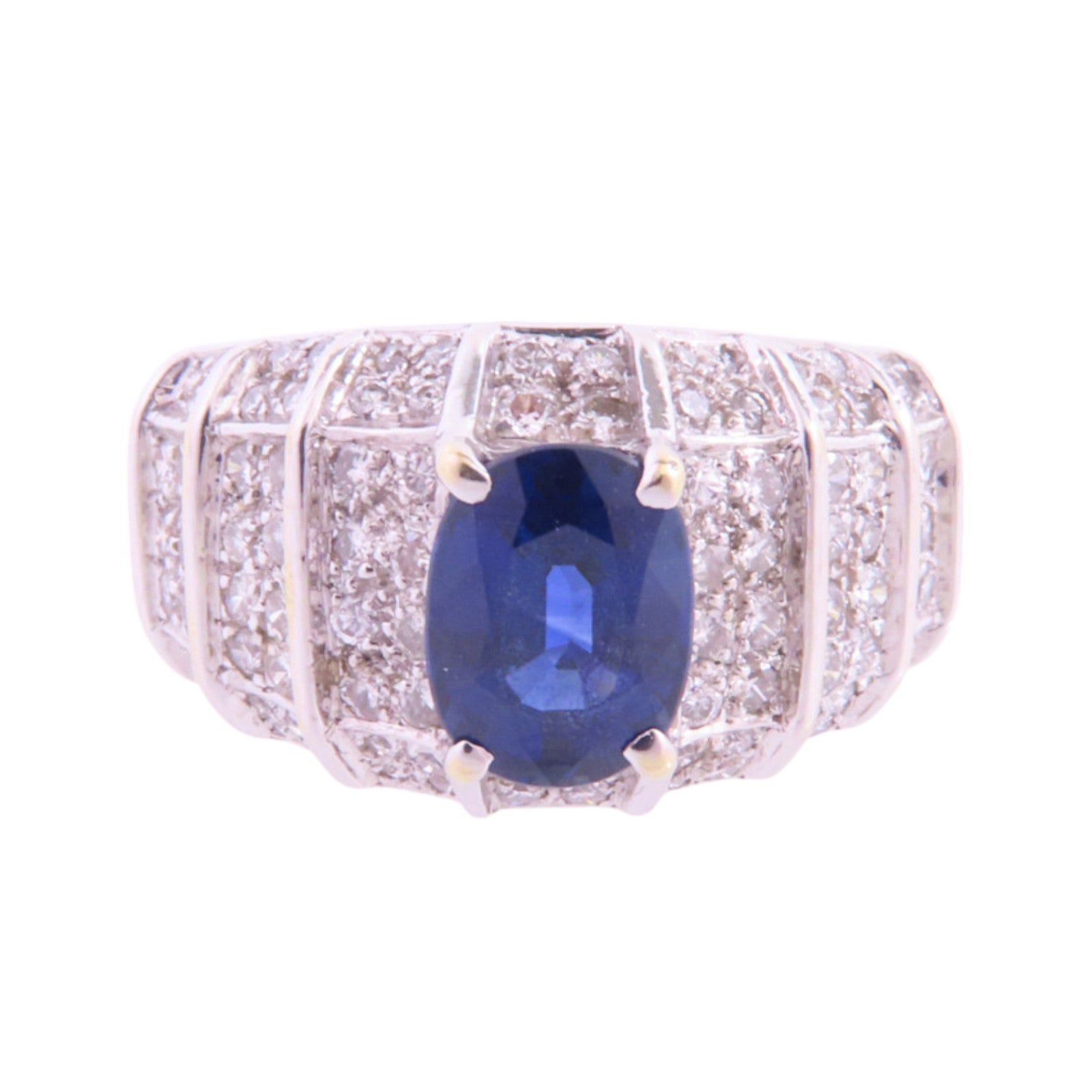 JEWELRY 【激減優惠】18K白金/藍寶石/鑽石Sapphire Diamond Ring戒指US#6.5