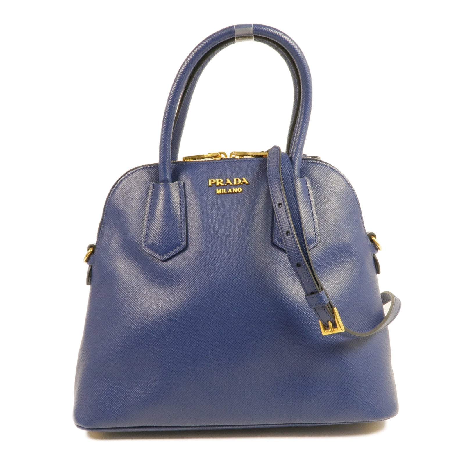 PRADA Saffiano皮革Lux Dome Bag金扣手挽肩背兩用袋