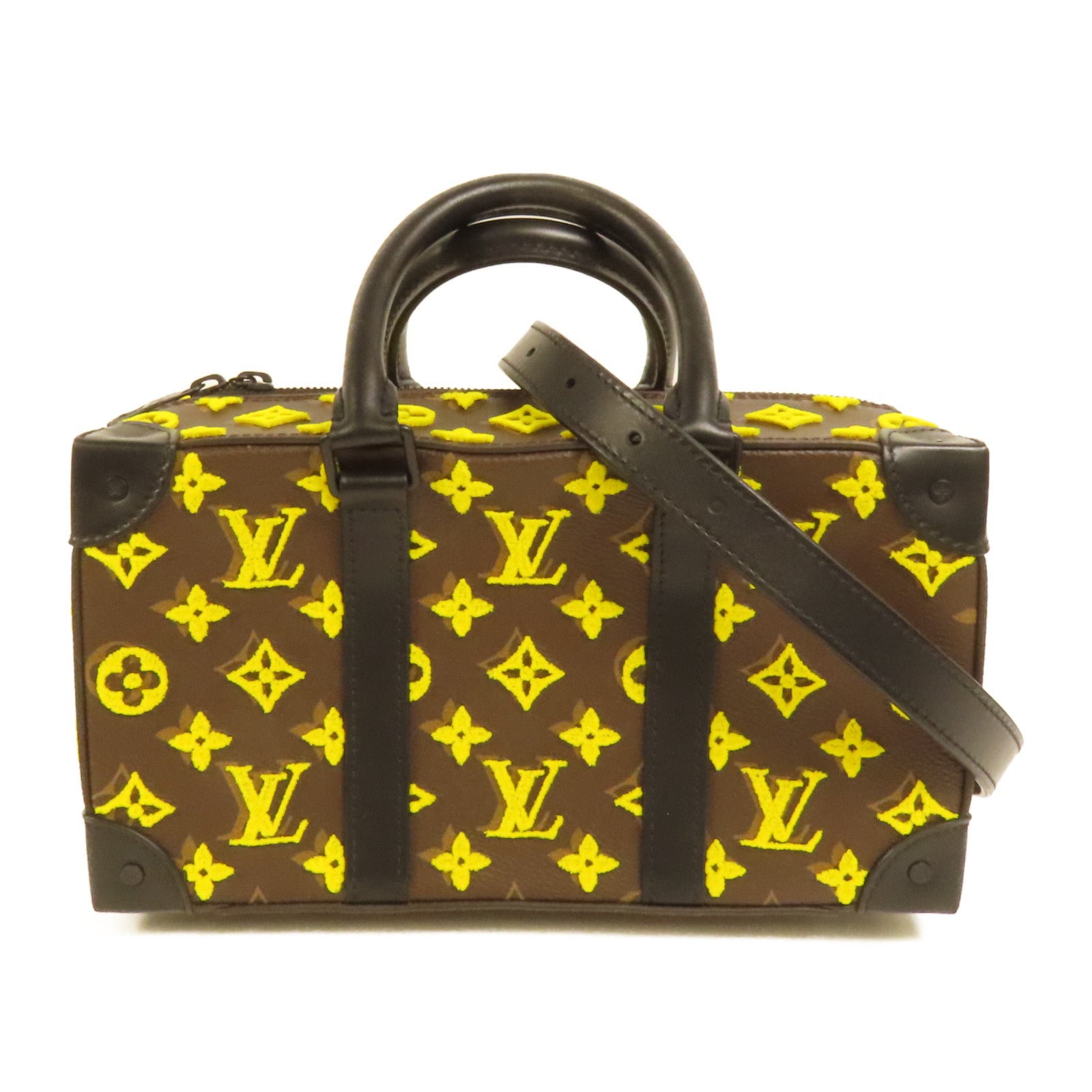 LOUIS VUITTON Monogram Tuffetage Jaune Trunk Speedy手挽肩背兩用袋