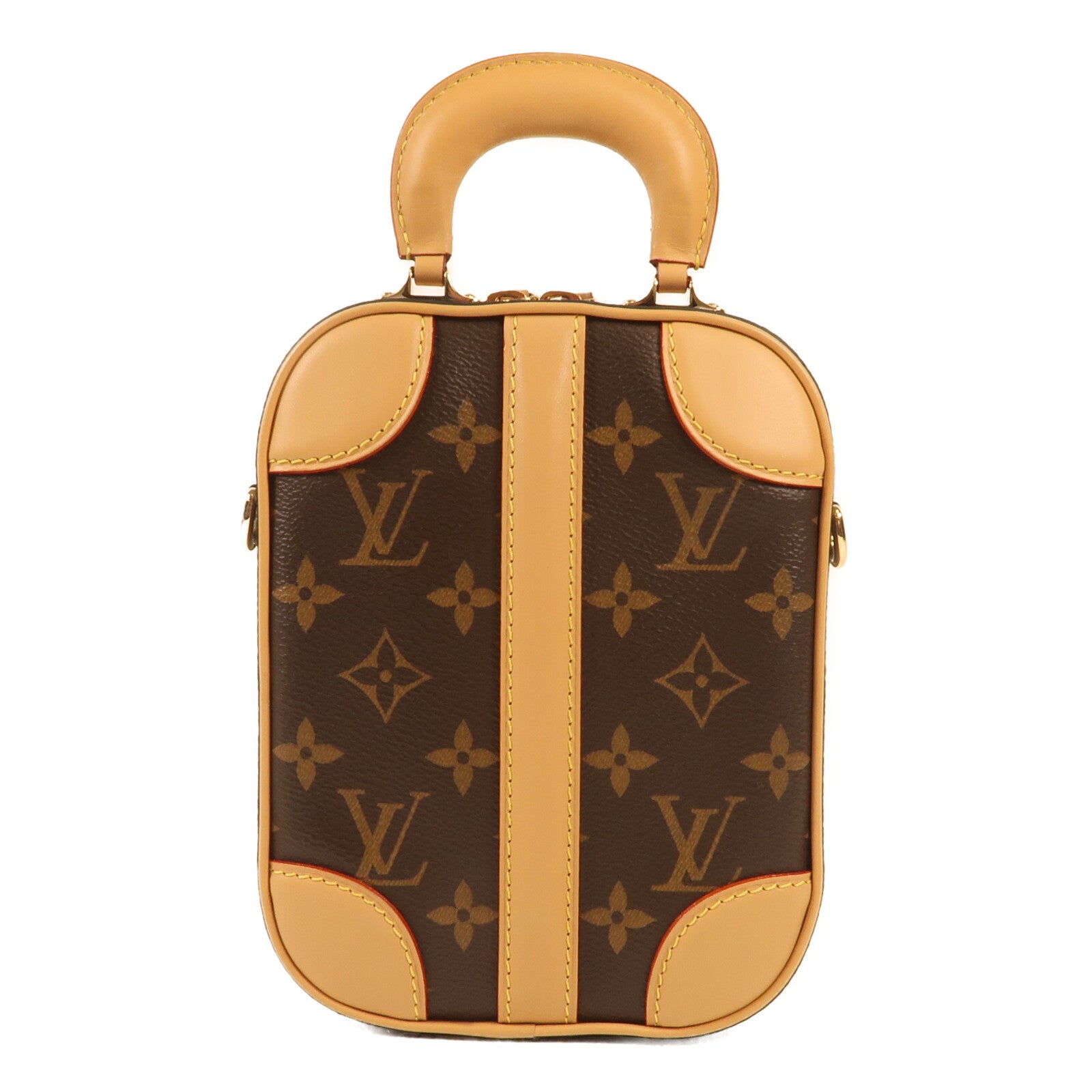 LOUIS VUITTON Monogram Valisette Vertical金扣手挽肩背兩用袋棕色