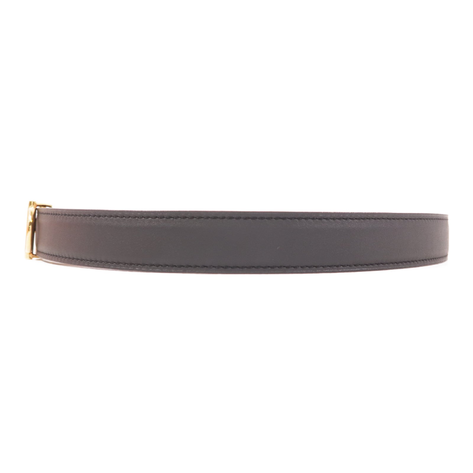 HERMES GHW Surmer Reversible Belt Swift Epsom Leather Noir Gold