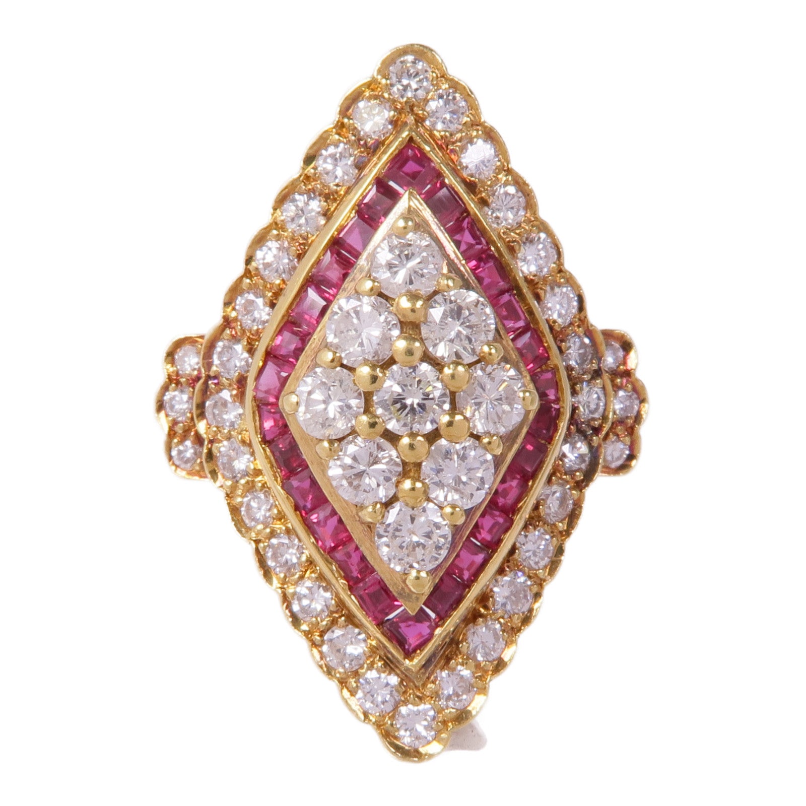 JEWELRY 【激減優惠】18K黃金Ruby Diamond Ring紅寶石/鑽石戒指US#6.5