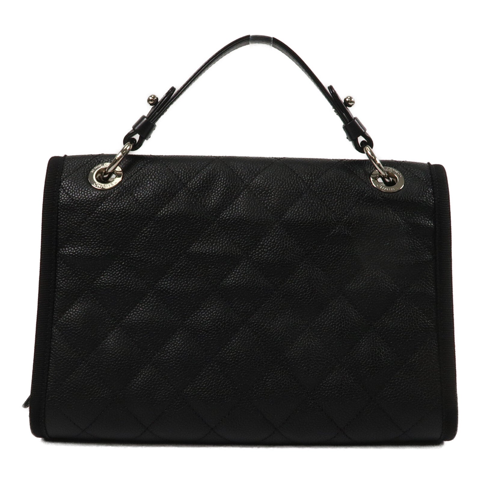 CHANEL 牛皮皮革Top Handle Flap Bag鏈帶手挽肩背兩用袋