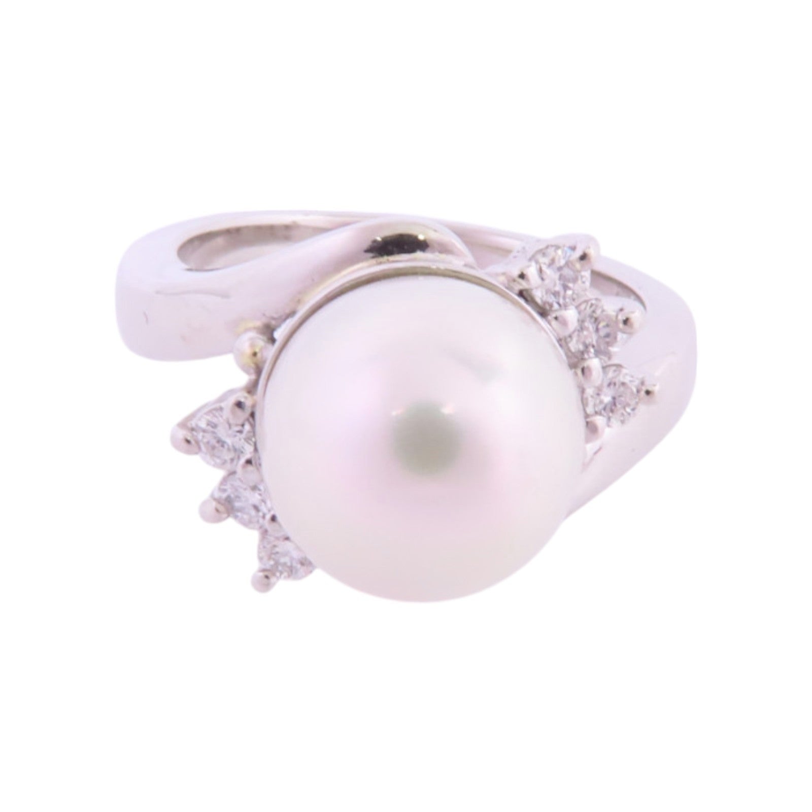 JEWELRY 【激減優惠】PT900鉑金/珍珠/鑽石Pearl Diamond Ring戒指US#5.25
