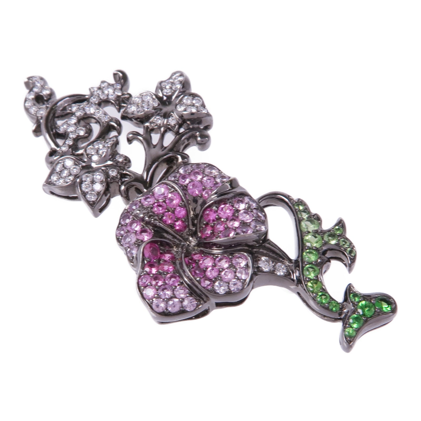 JEWELRY 18K白金Sapphire Garnet Diamond Brooch藍寶石/石榴石/鑽石胸針