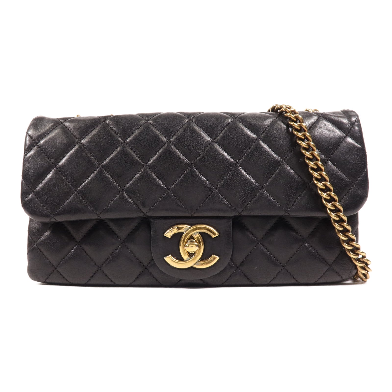 CHANEL 牛皮皮革Chain Shoulder金扣鏈帶肩背袋