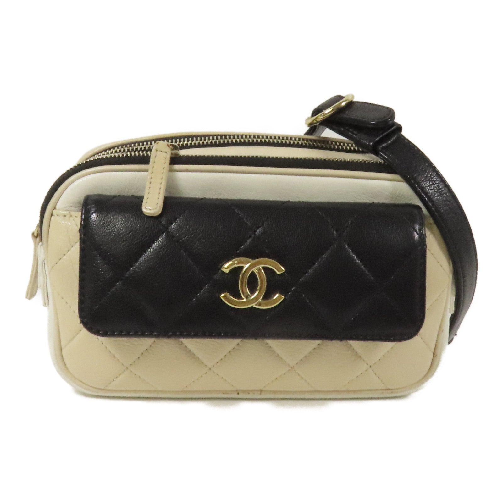 CHANEL 牛皮皮革Waist Bag金扣腰包