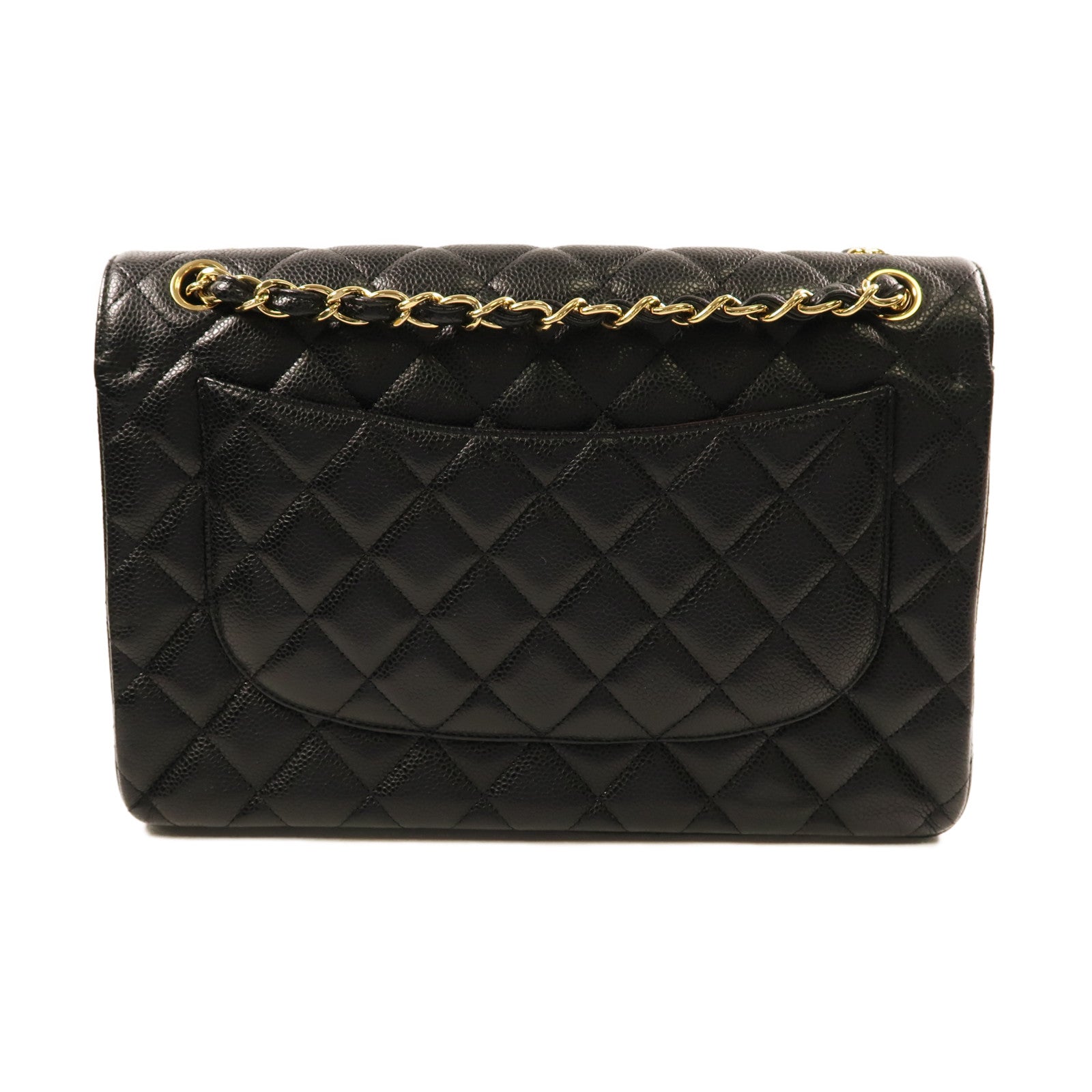 CHANEL 牛皮皮革Large Classic金扣鏈帶肩背袋黑色