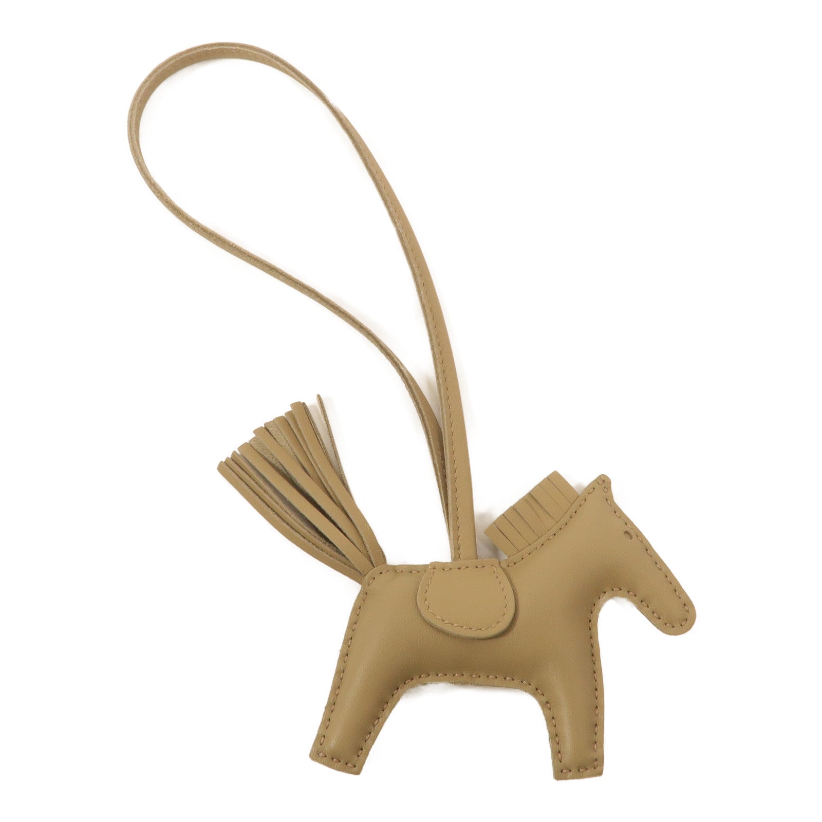 HERMES Milo皮革Rodeo PM掛飾Beige Marfa