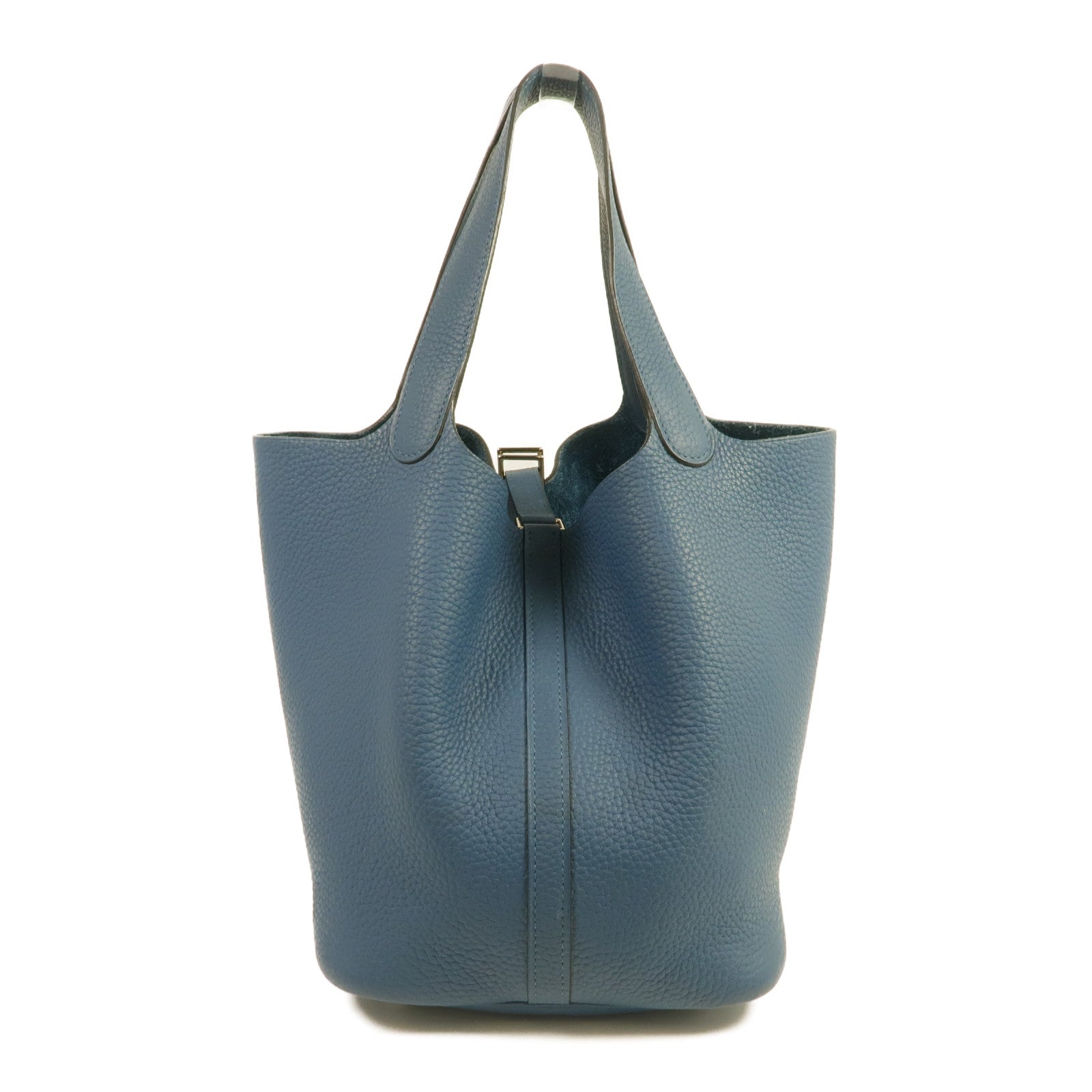 HERMES 【Hermes Fair】Clemence皮革Picotin MM銀扣手挽袋Cobalt