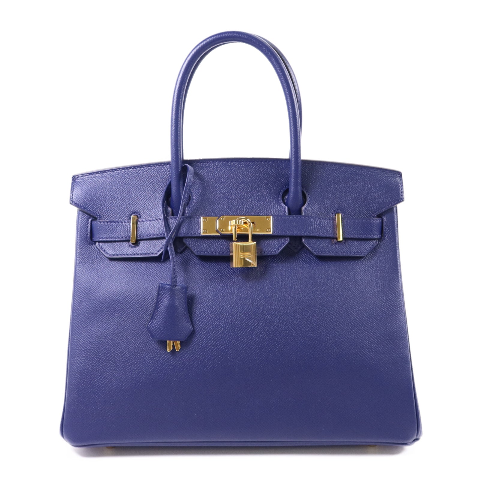 HERMES Epsom皮革Birkin 30金扣手挽袋Bleu Saphir